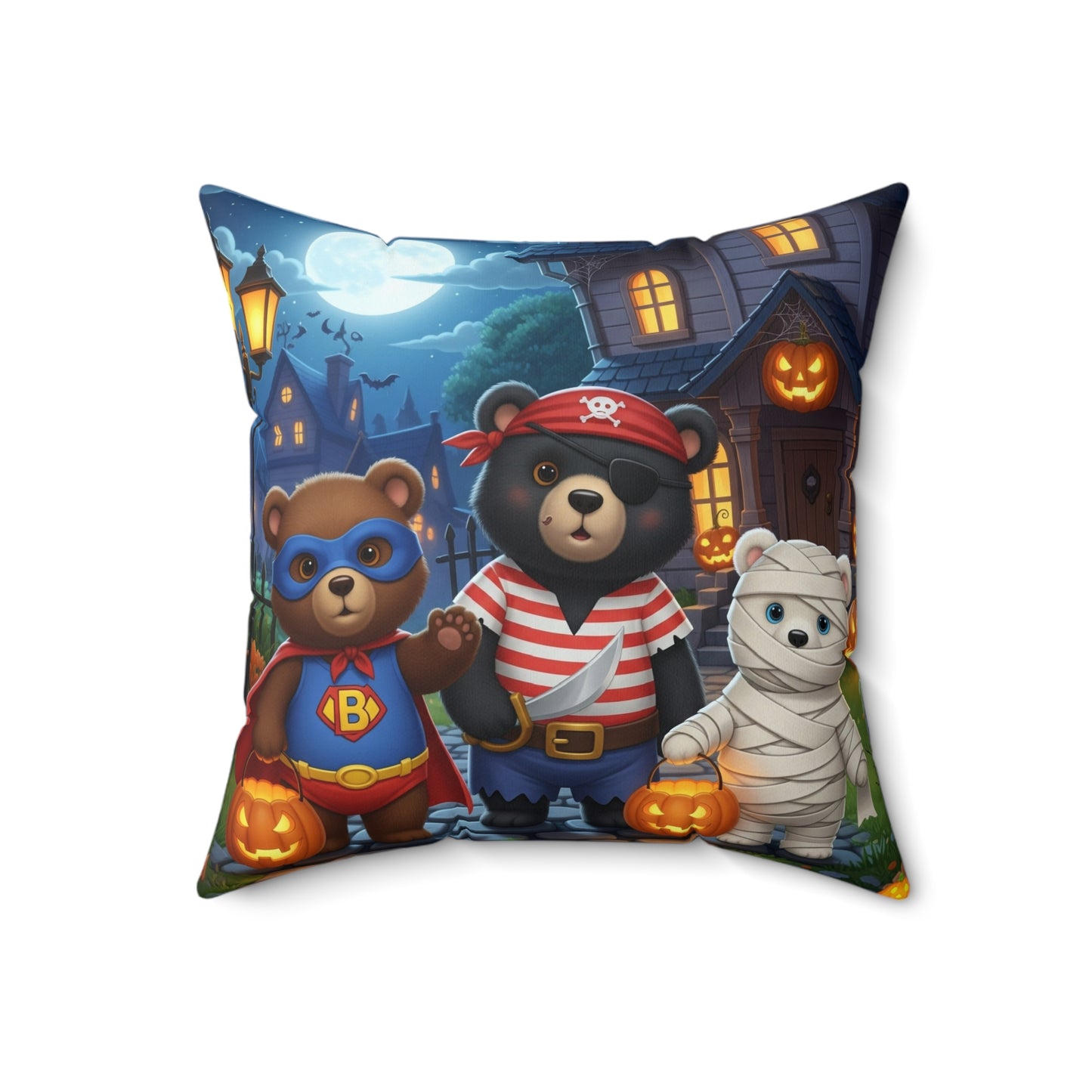 Halloween Themed Square Pillow, Cozy Home Decor, Cute Animal Pillows, Fall Decor, Gift for Kids, Spooky Season Decoration