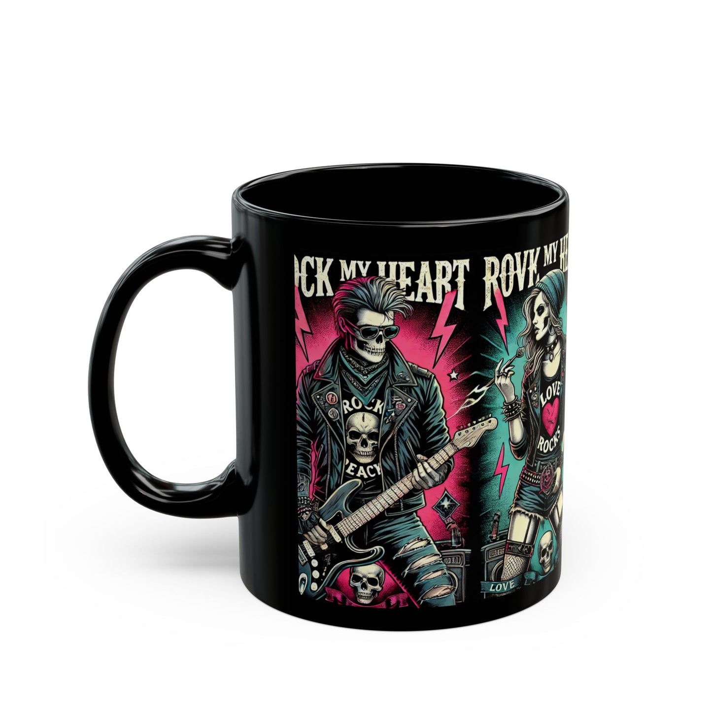 Rock 'n' Roll Love Mug - Gothic Skull Design