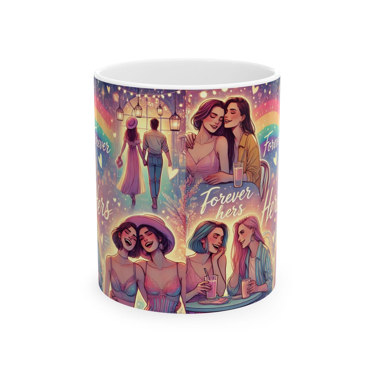 Forever Hers Ceramic Mug - Colorful LGBTQ+ Friendship Design for Gifting