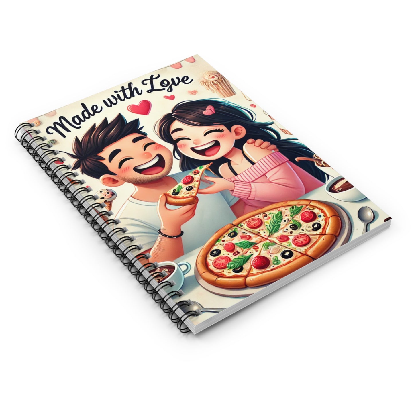 Made with Love Spiral Notebook - Perfect for Food Lovers and Couples