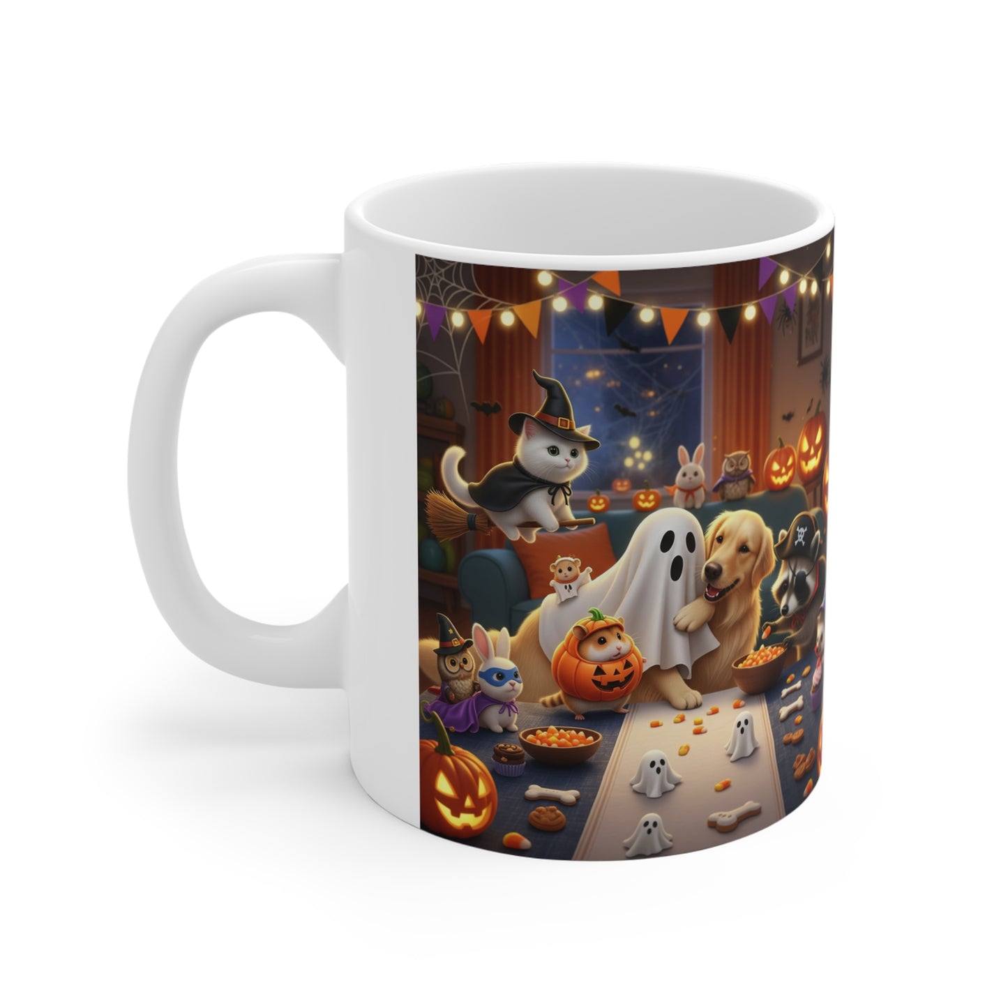 Spooky Halloween Mug, Cat and Dog Friends, Cute Halloween Decor, Fall Gift for Cat Lovers, Halloween Party Drinkware