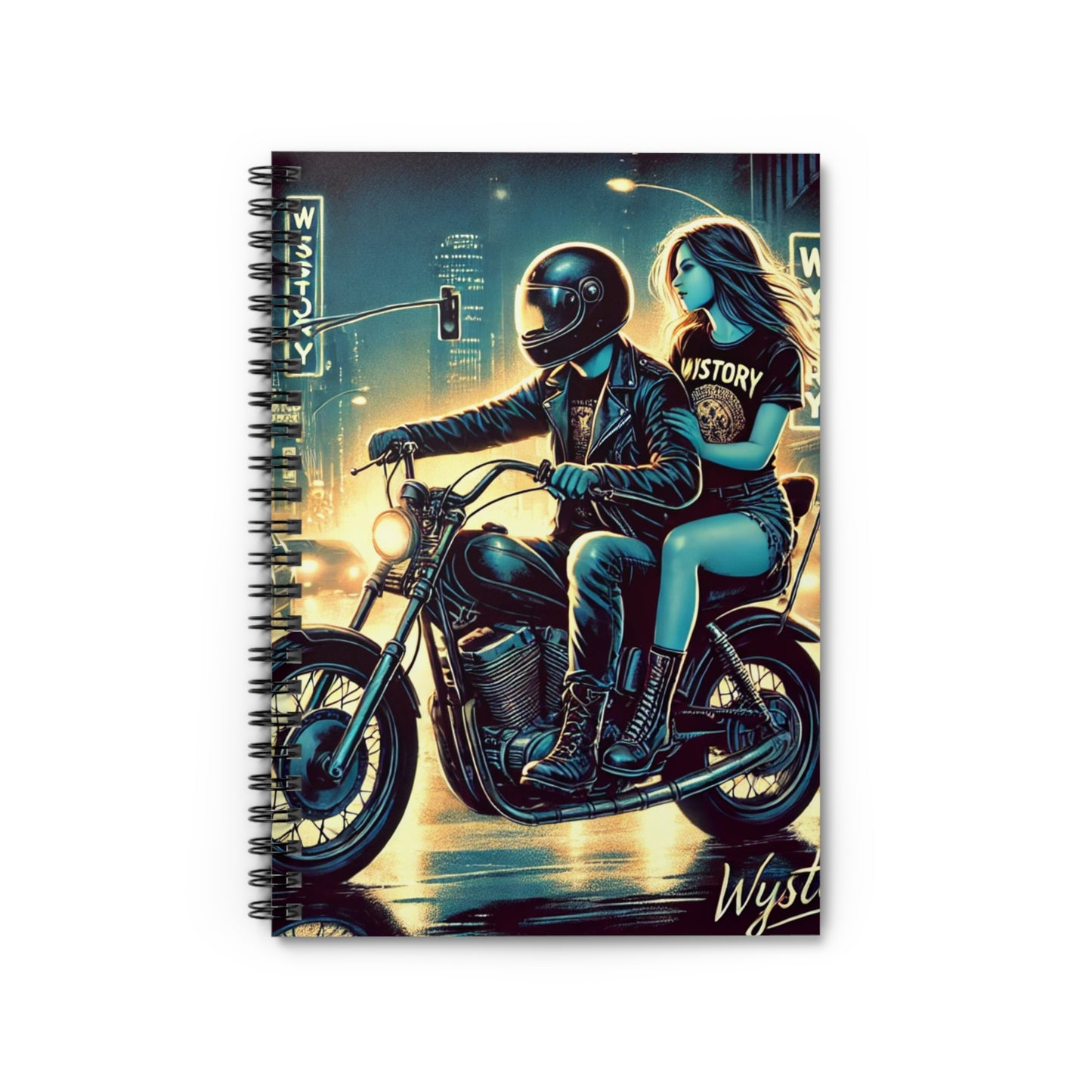 Motorcycle Adventure Spiral Notebook - Ruled Line, Vintage Aesthetic