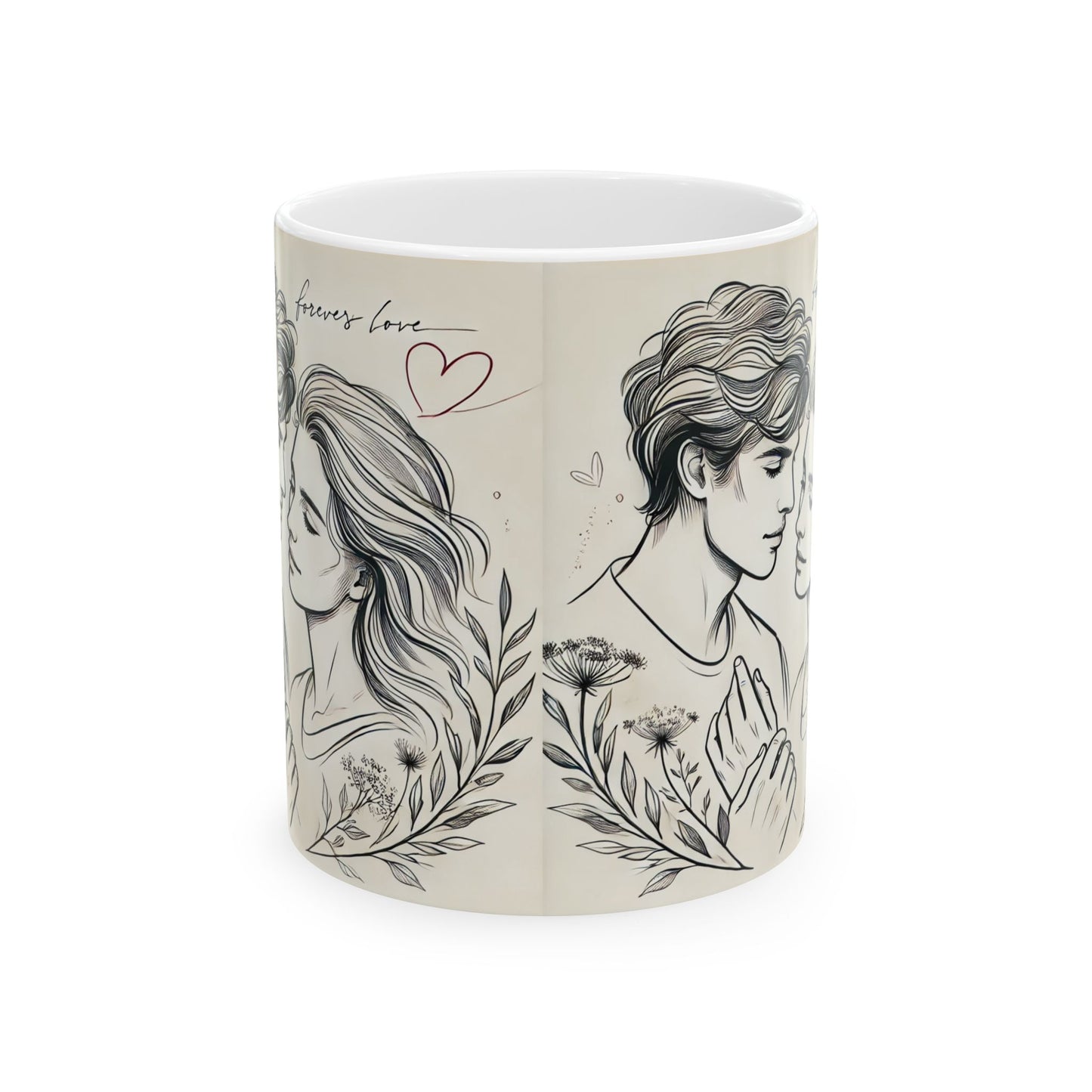 Romantic Couple Ceramic Mug - Forever Love Design (11oz & 15oz)