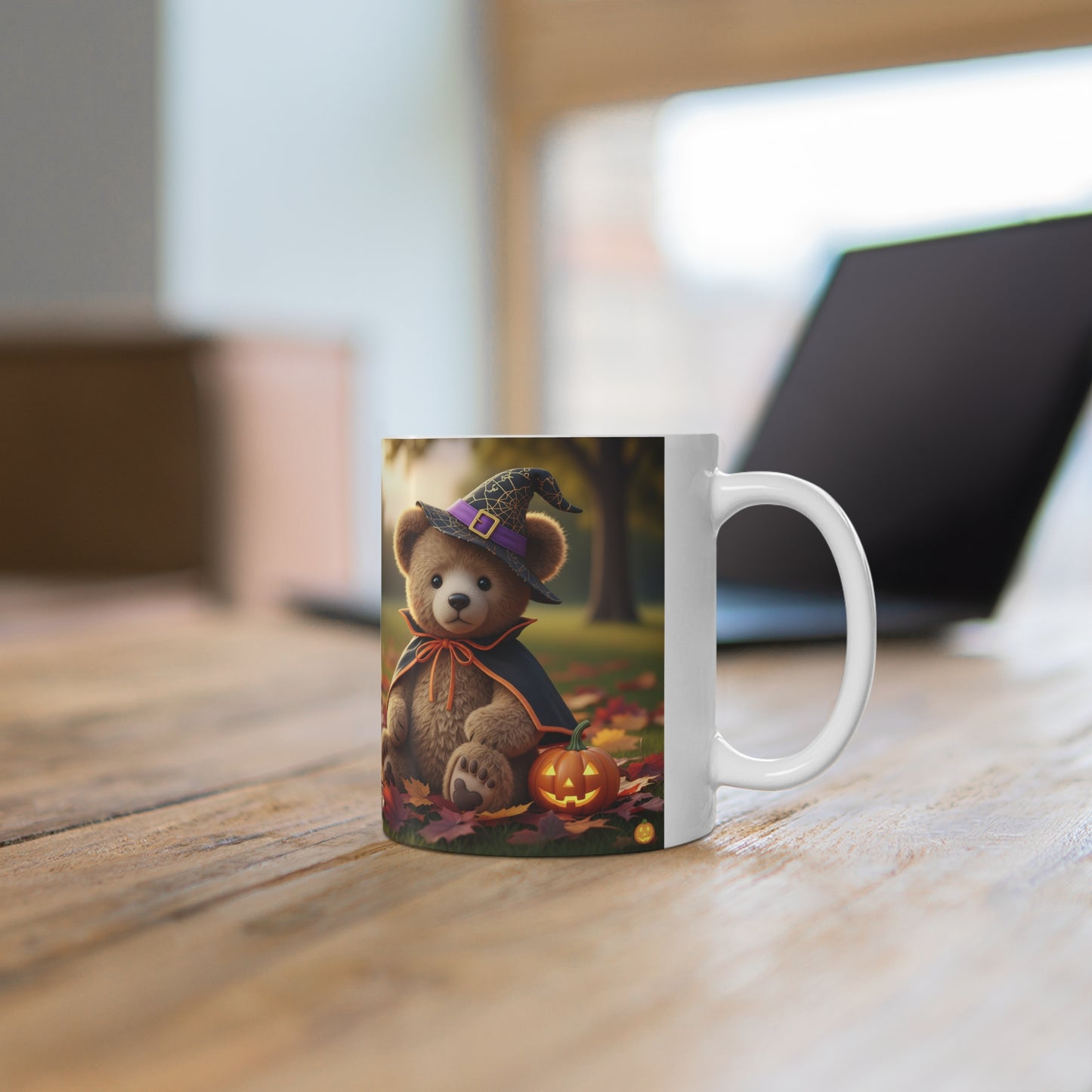 Halloween Bear Mug, Cute Teddy Mug, Fall Coffee Cup, Spooky Season Gift, Autumn Decor, Halloween Lover's Drinkware