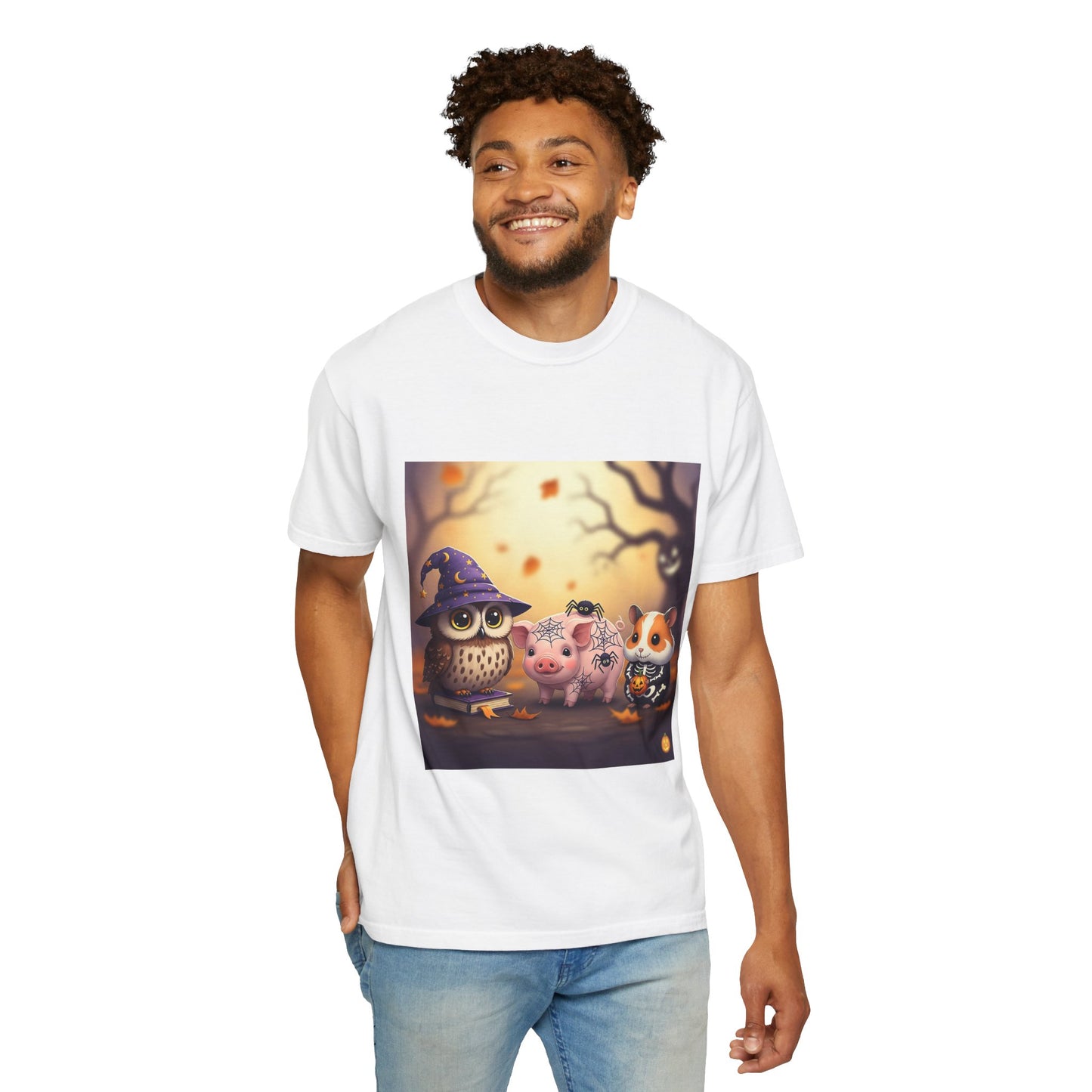 Whimsical Halloween T-Shirt, Cute Owl & Pig Design, Perfect Fall Gift, Unisex Tee for Parties & Celebrations, Kids & Adults