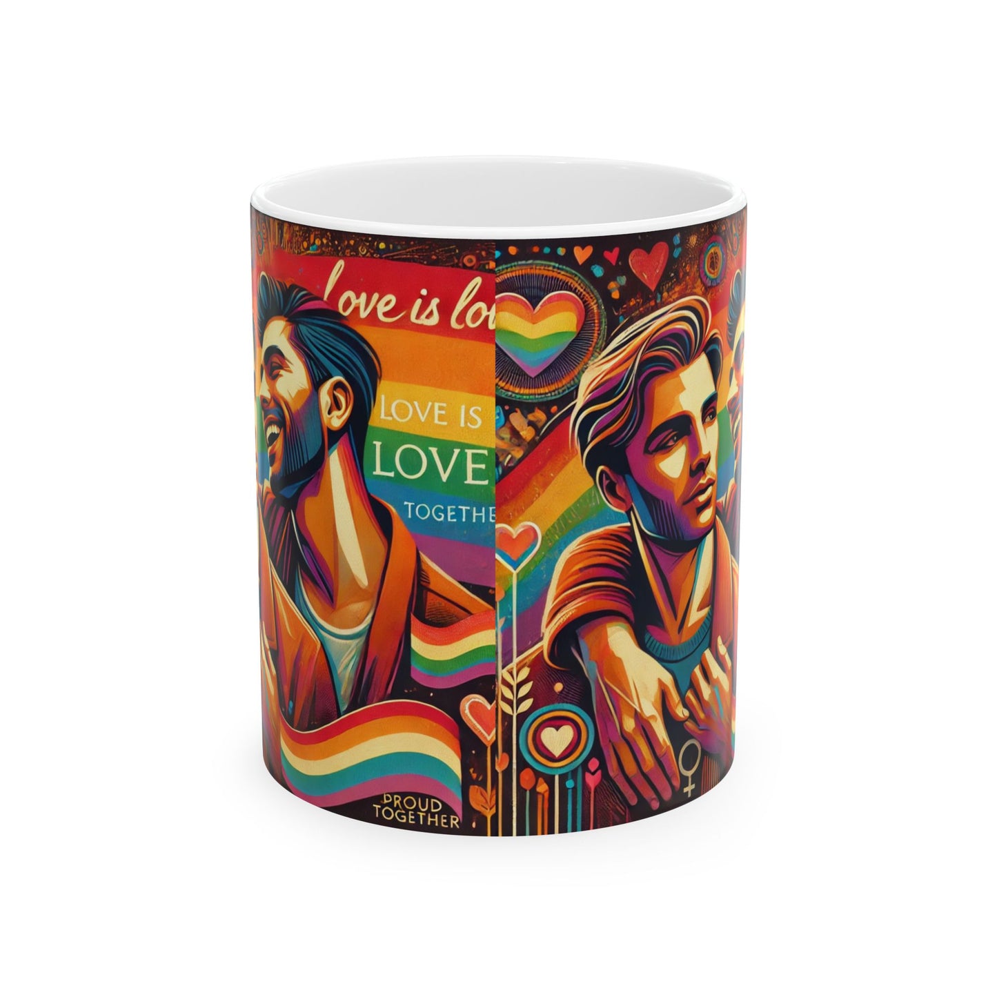 Proud Together Love is Love Ceramic Mug - 11oz & 15oz - Perfect for LGBTQ+ Celebrations & Everyday Moments