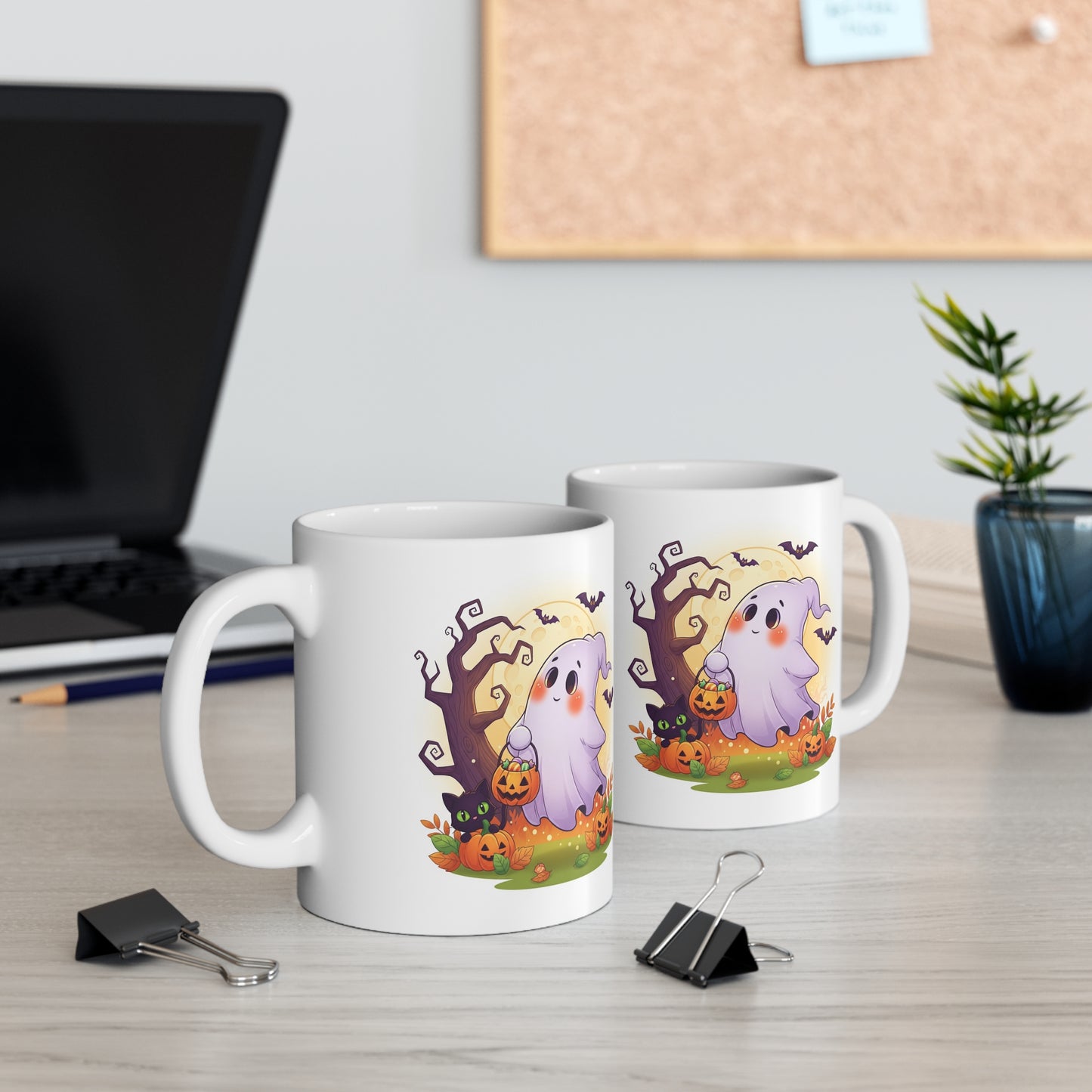Cute Halloween Ghost Mug, 11oz Coffee Cup, Spooky Fall Decor, Pumpkin Halloween Gift, Fun Trick or Treat Mug