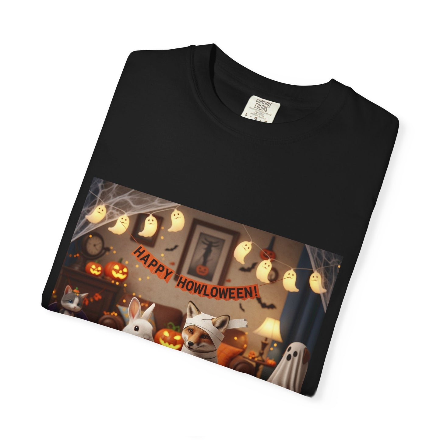 Halloween-Themed Unisex Garment-Dyed T-Shirt, Spooky Tee, Costume Party Top, Fall Apparel, Seasonal Gift