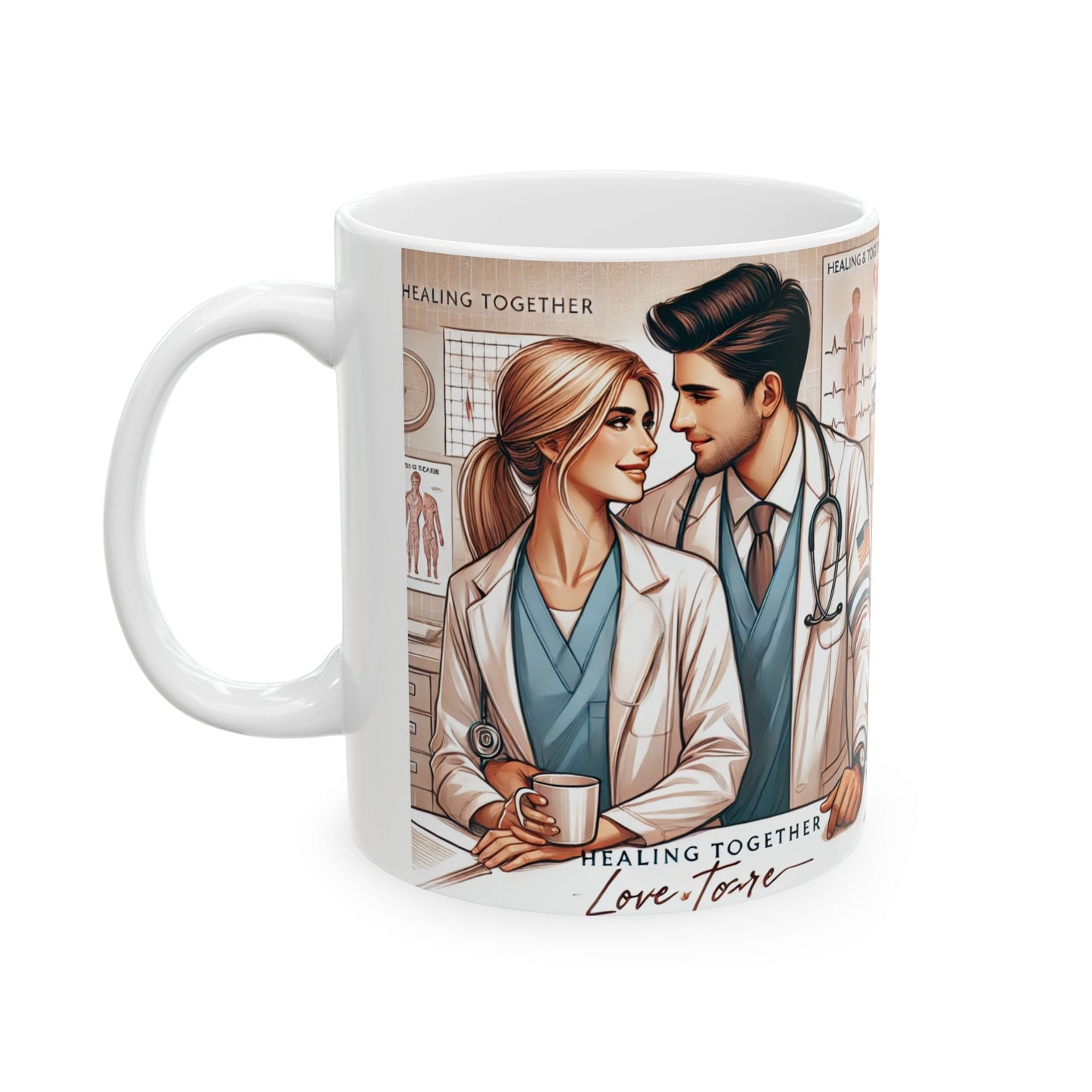Healing Together Ceramic Mug - Inspirational Doctor & Nurse Design for Medical Professionals