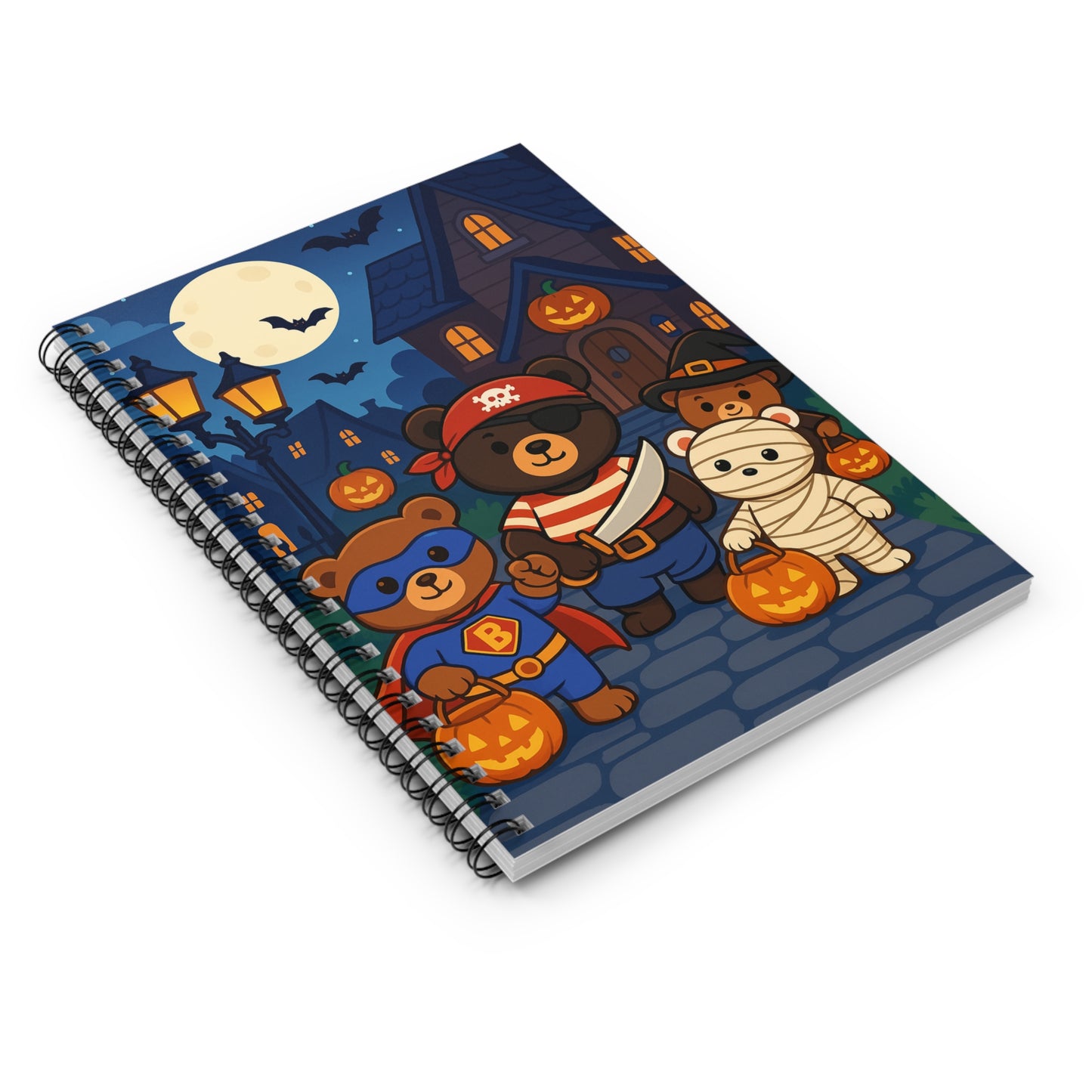 Halloween Bear Spiral Notebook - Cute Costume Design, Perfect for Kids, Journaling, School Supplies, Gift for Halloween