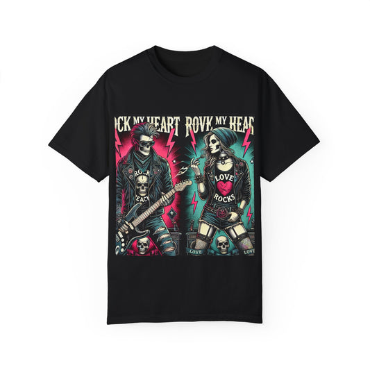 Rock & Roll Graphic T-Shirt - Unisex Vintage Style with 'Love Rocks' Design