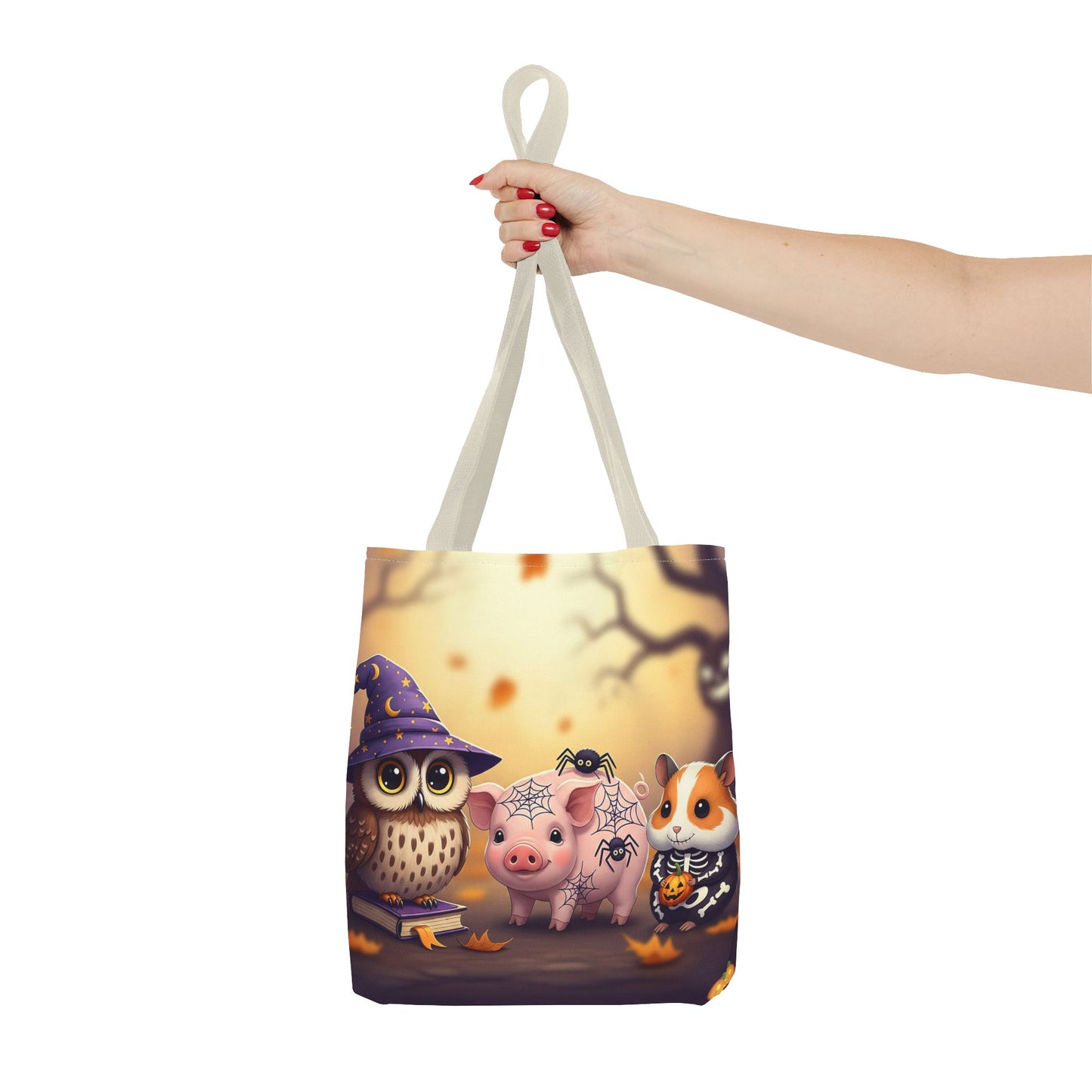 Whimsical Halloween Tote Bag, Spooky Animal Tote, Cute Trick or Treat Bag, Fall Shopping Tote, Kids Halloween Accessory, Gift for Owl Lovers