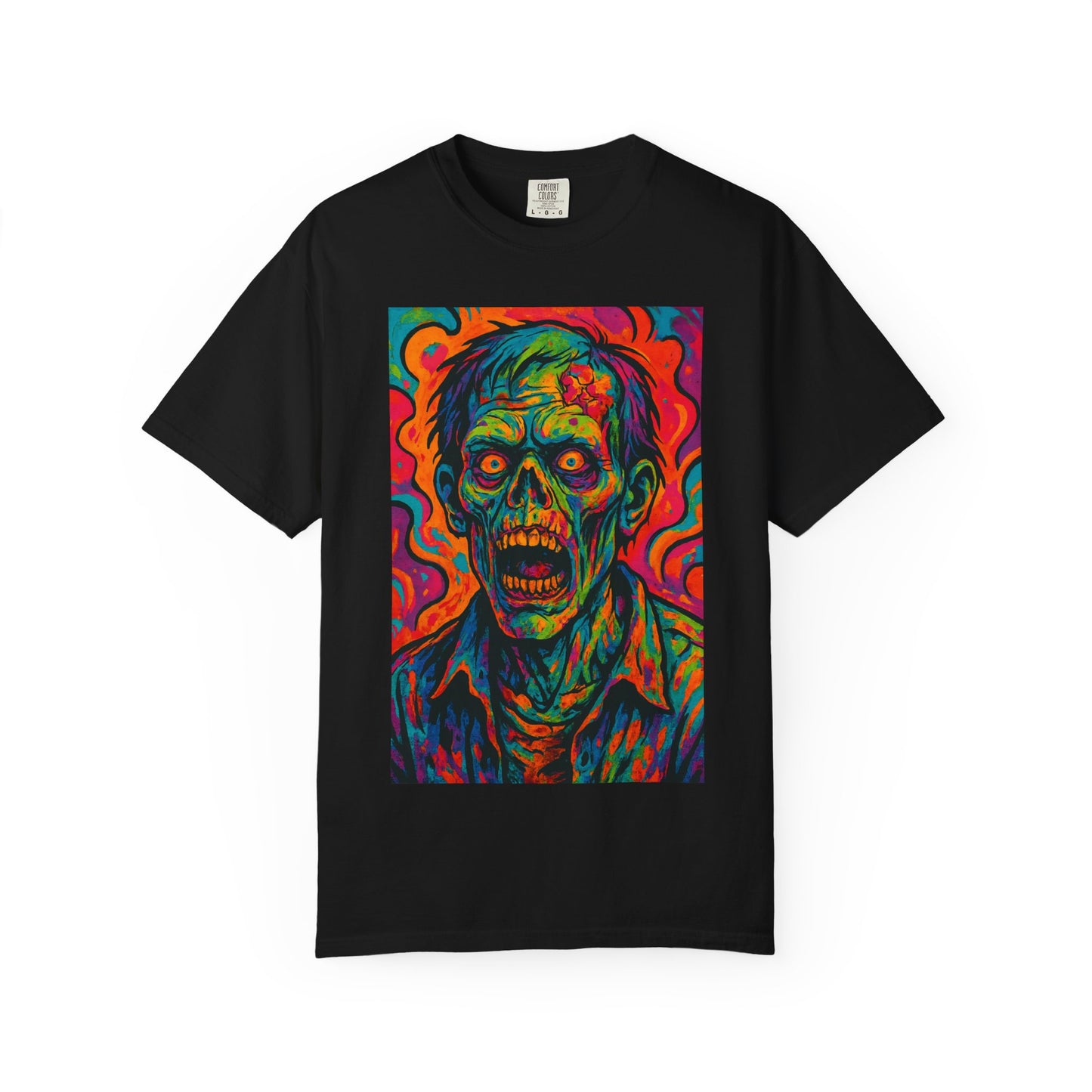 Colorful Zombie Art Unisex T-Shirt | Spooky Costume Tee, Halloween Outfit, Graphic Tee, Horror Fan Gift, Unique Painting Design