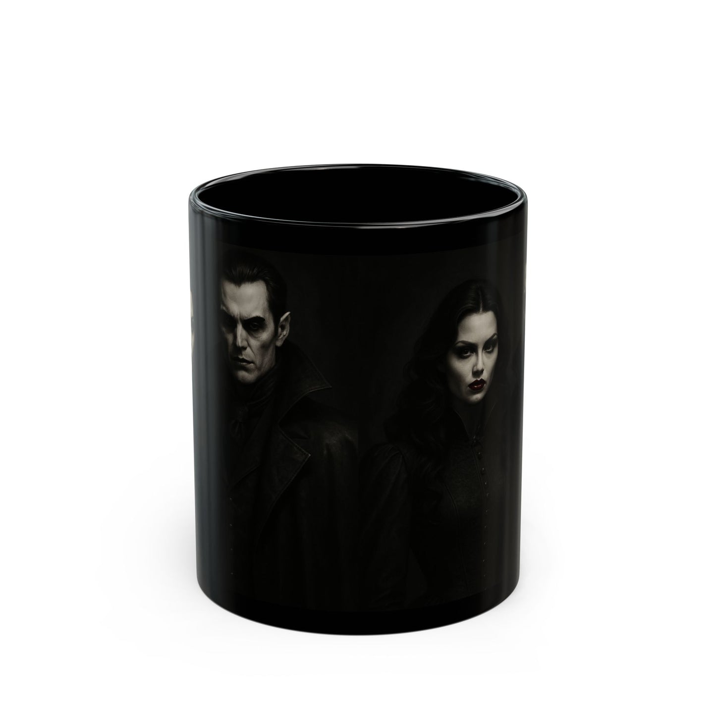 Gothic Couple Black Mug for Fans of Dark Romance, Halloween Gift, Coffee Lover's Cup, Unique Kitchen Decor, Spooky Drinkware