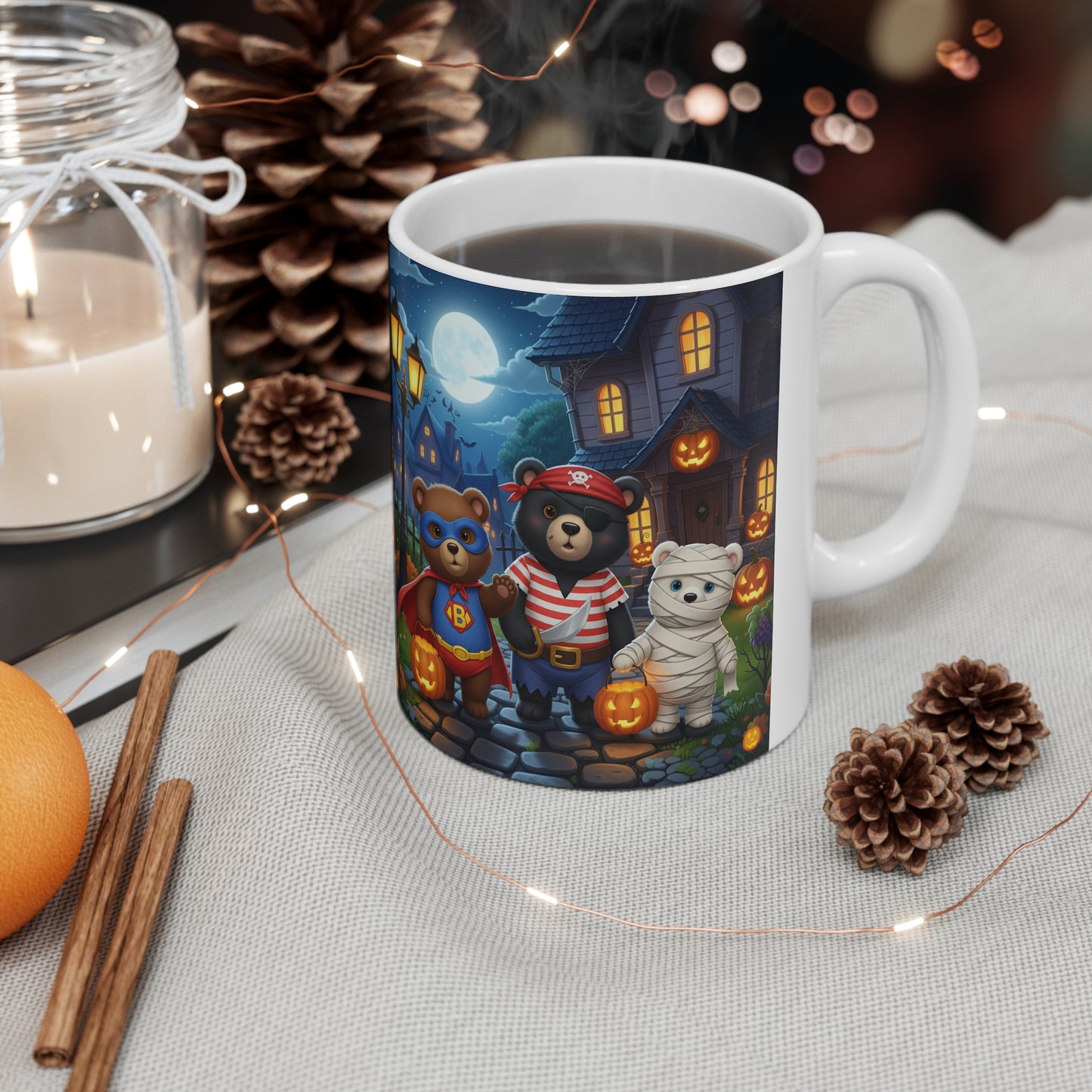 Halloween Bear Mug - Cute Teddy Bears, Trick-or-Treat Coffee Cup, Fall Decor, Spooky Gift, Party Favor