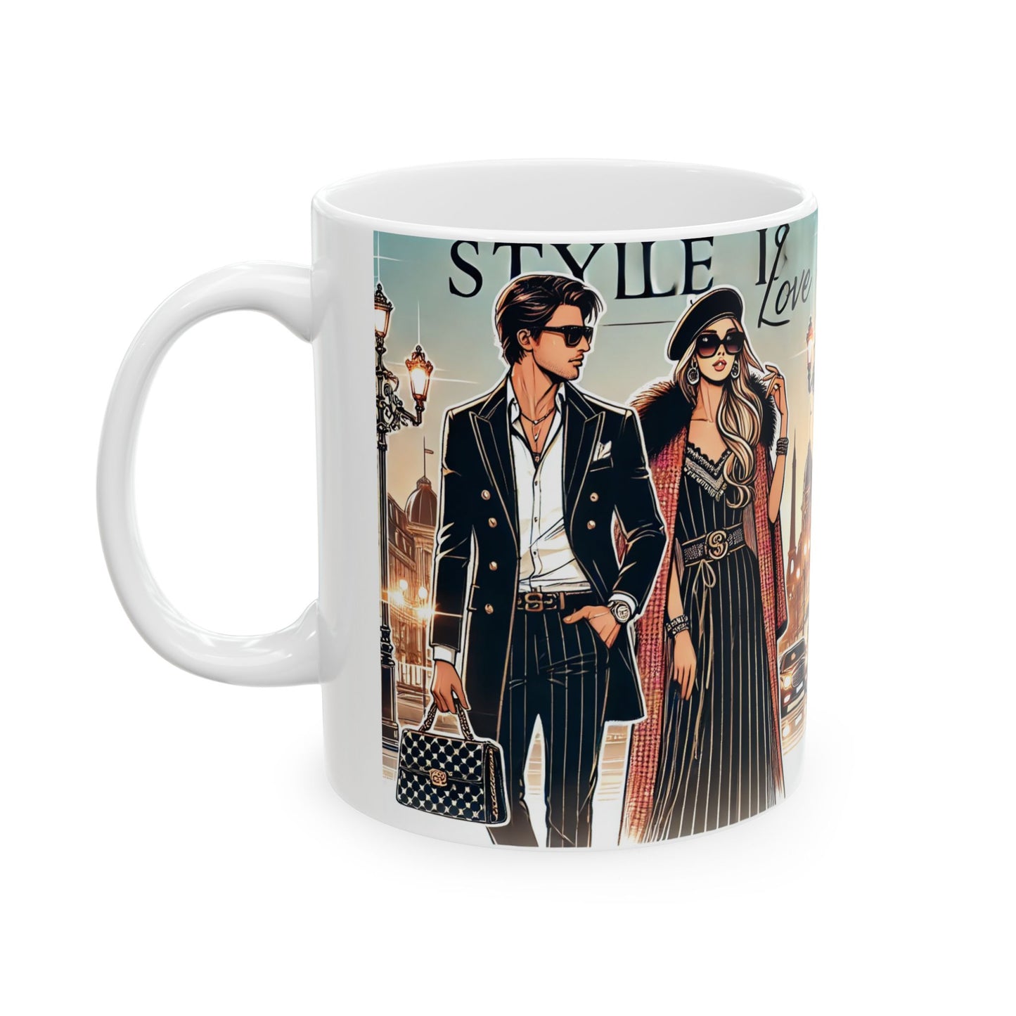 Chic Fashionista Ceramic Mug | Stylish Urban Design for Coffee Lovers