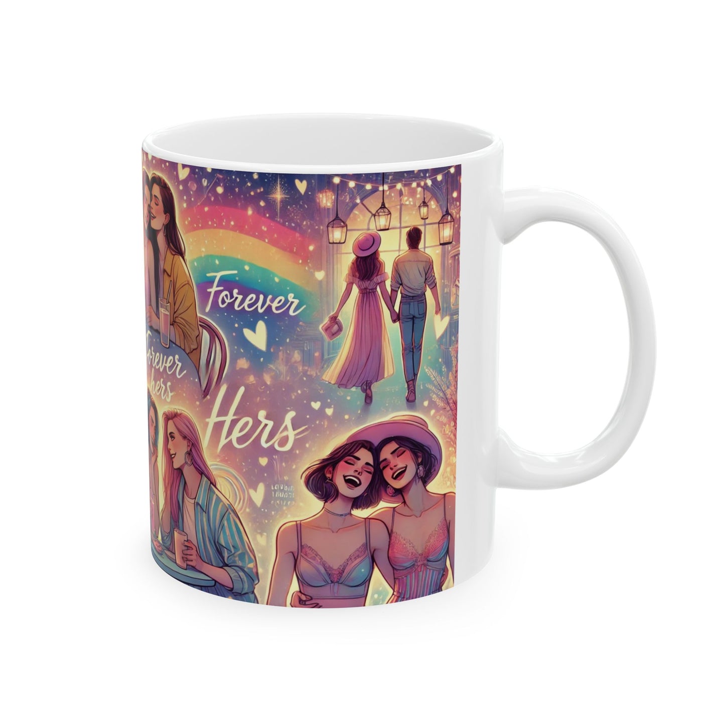 Forever Hers Ceramic Mug - Colorful LGBTQ+ Friendship Design for Gifting