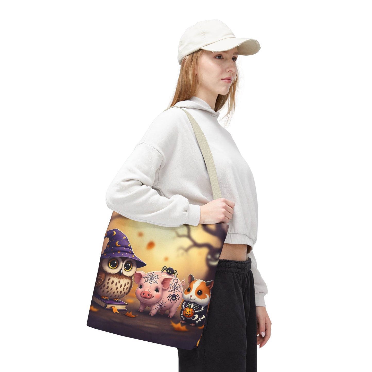 Whimsical Halloween Tote Bag, Spooky Animal Tote, Cute Trick or Treat Bag, Fall Shopping Tote, Kids Halloween Accessory, Gift for Owl Lovers
