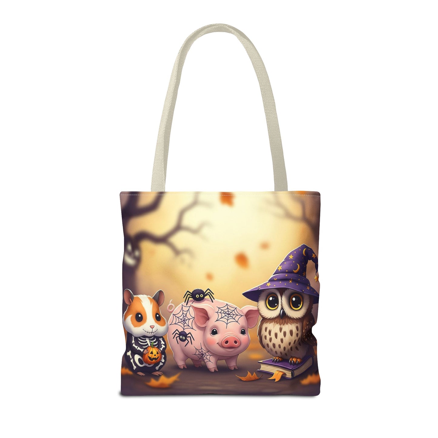 Whimsical Halloween Tote Bag, Spooky Animal Tote, Cute Trick or Treat Bag, Fall Shopping Tote, Kids Halloween Accessory, Gift for Owl Lovers