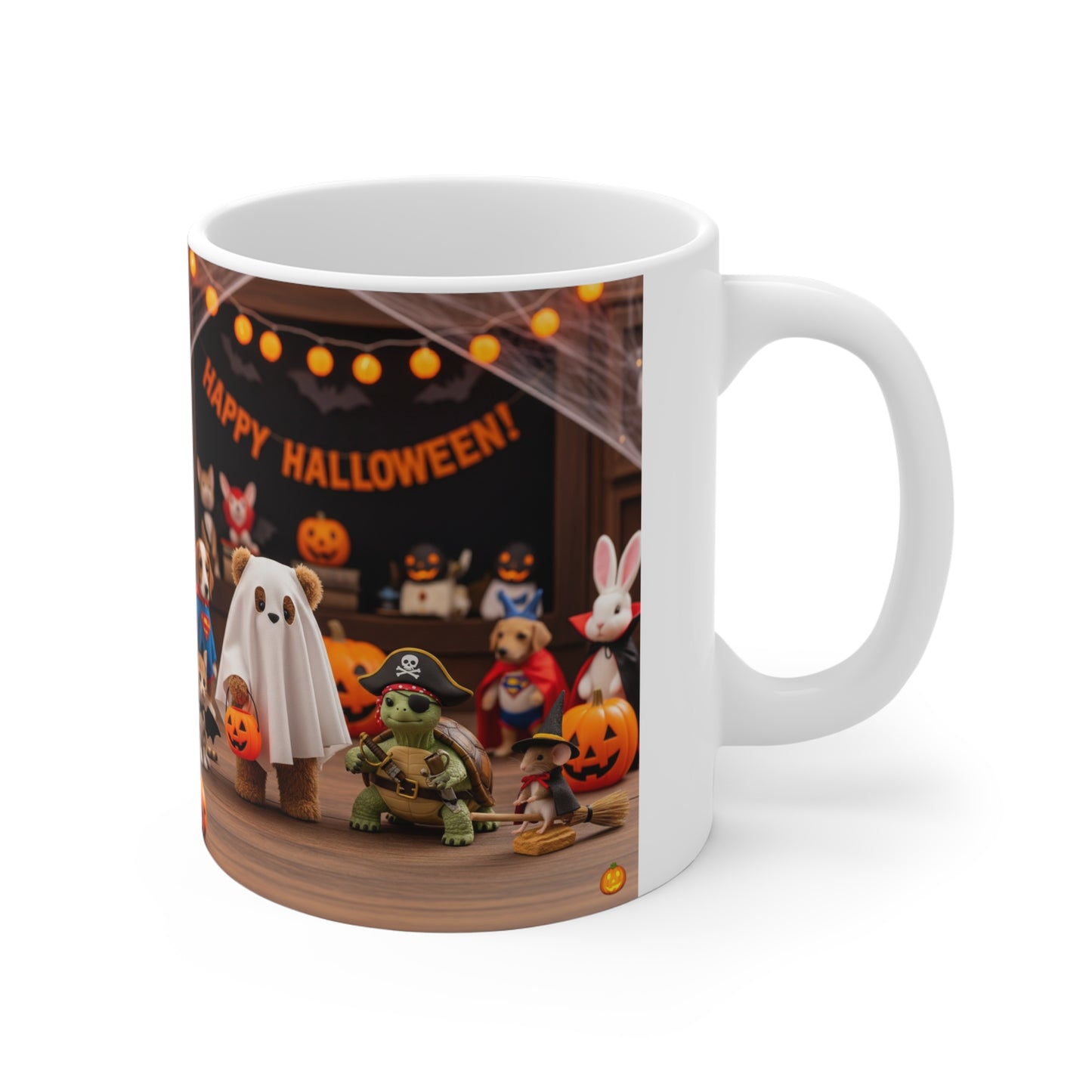 Halloween Animal Mug, Cute Pet Ghosts Mug, 11oz Festive Coffee Cup, Dog Cat Halloween Gift, Spooky Themed Drinkware