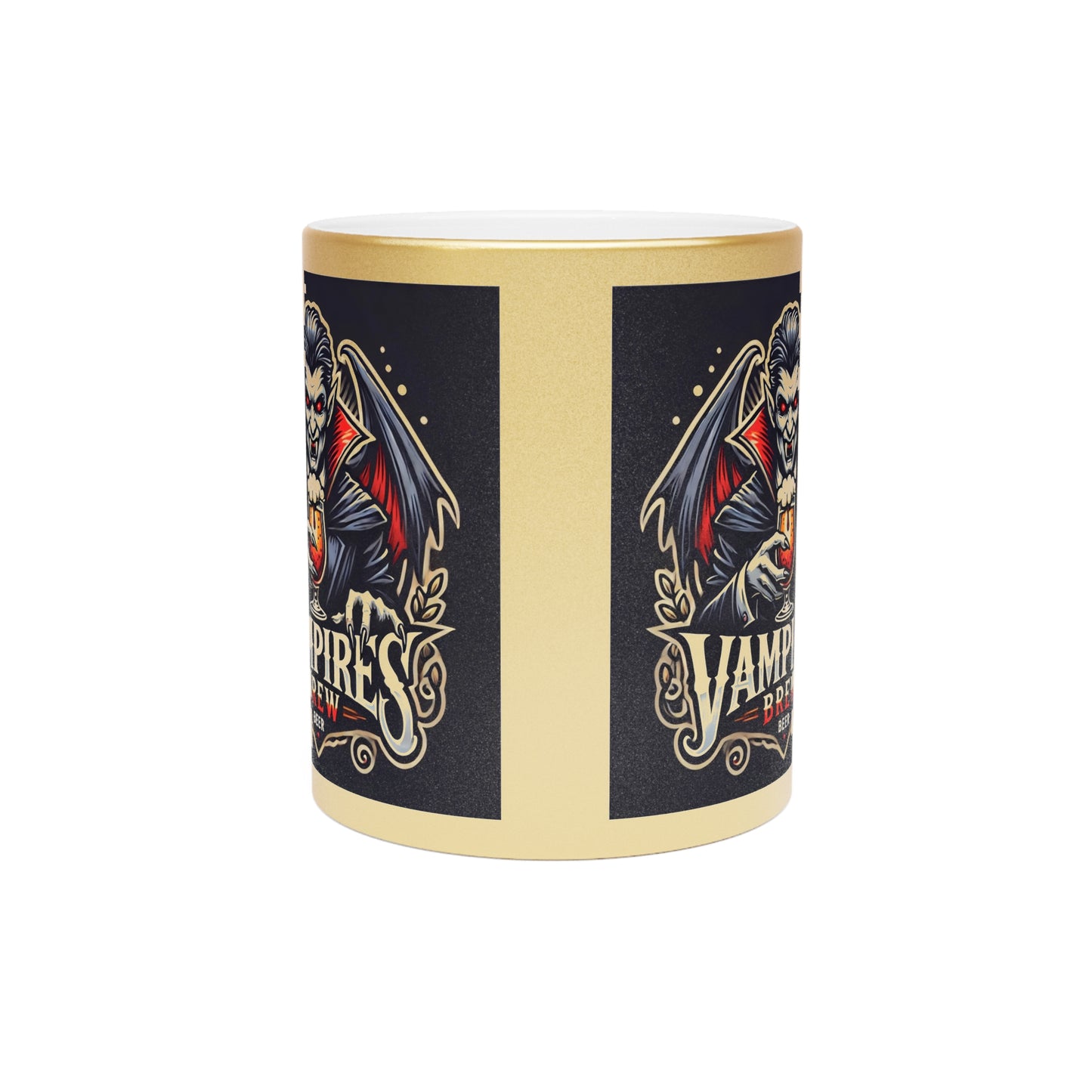 Vampire's Brew Metallic Mug | Gothic Coffee Cup | Halloween Decor | Unique Gift for Spooky Enthusiasts