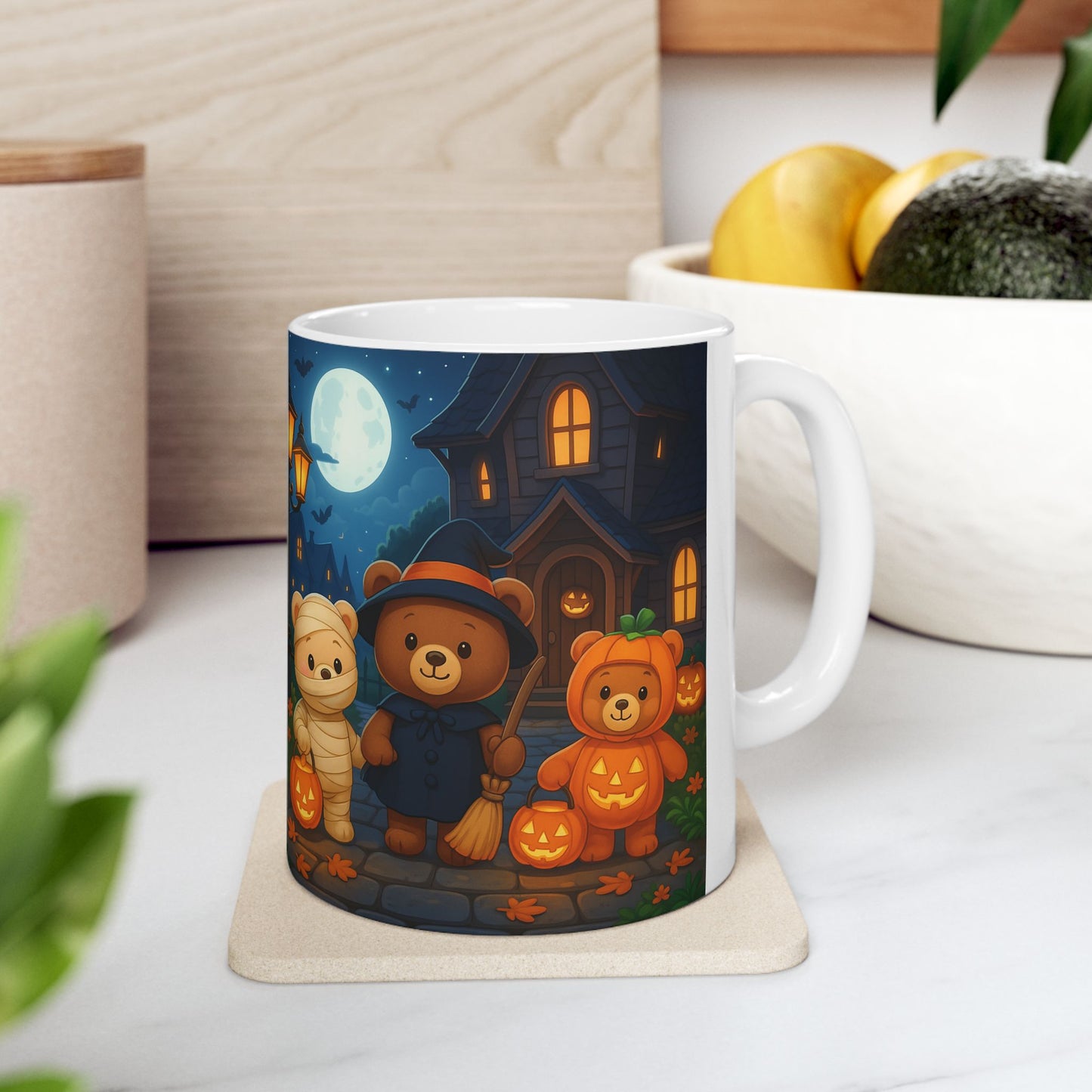 Adorable Halloween Bear Mug, Cute Bear Mug, Spooky Coffee Cup, Halloween Decor, Fall Gift, Trick-or-Treat Mug