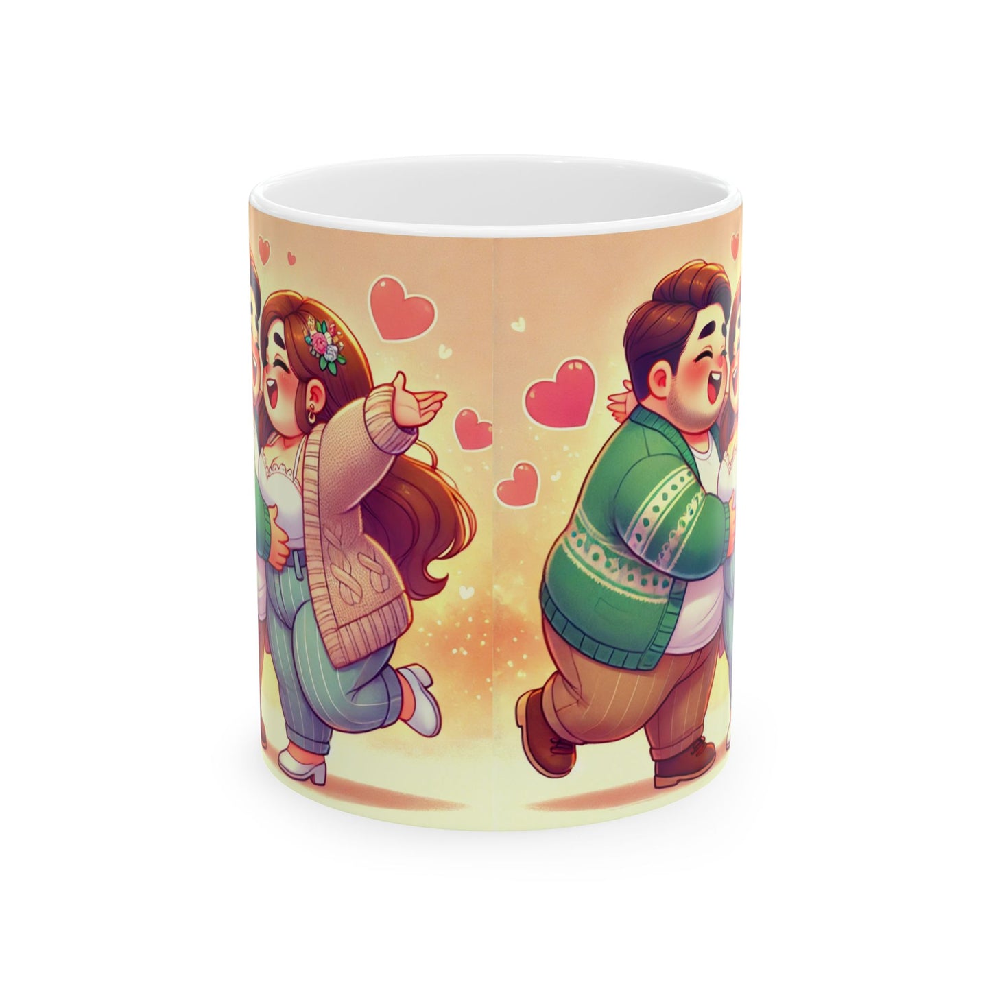 Couple Love Ceramic Mug - Cute Cartoon Design for Gifts