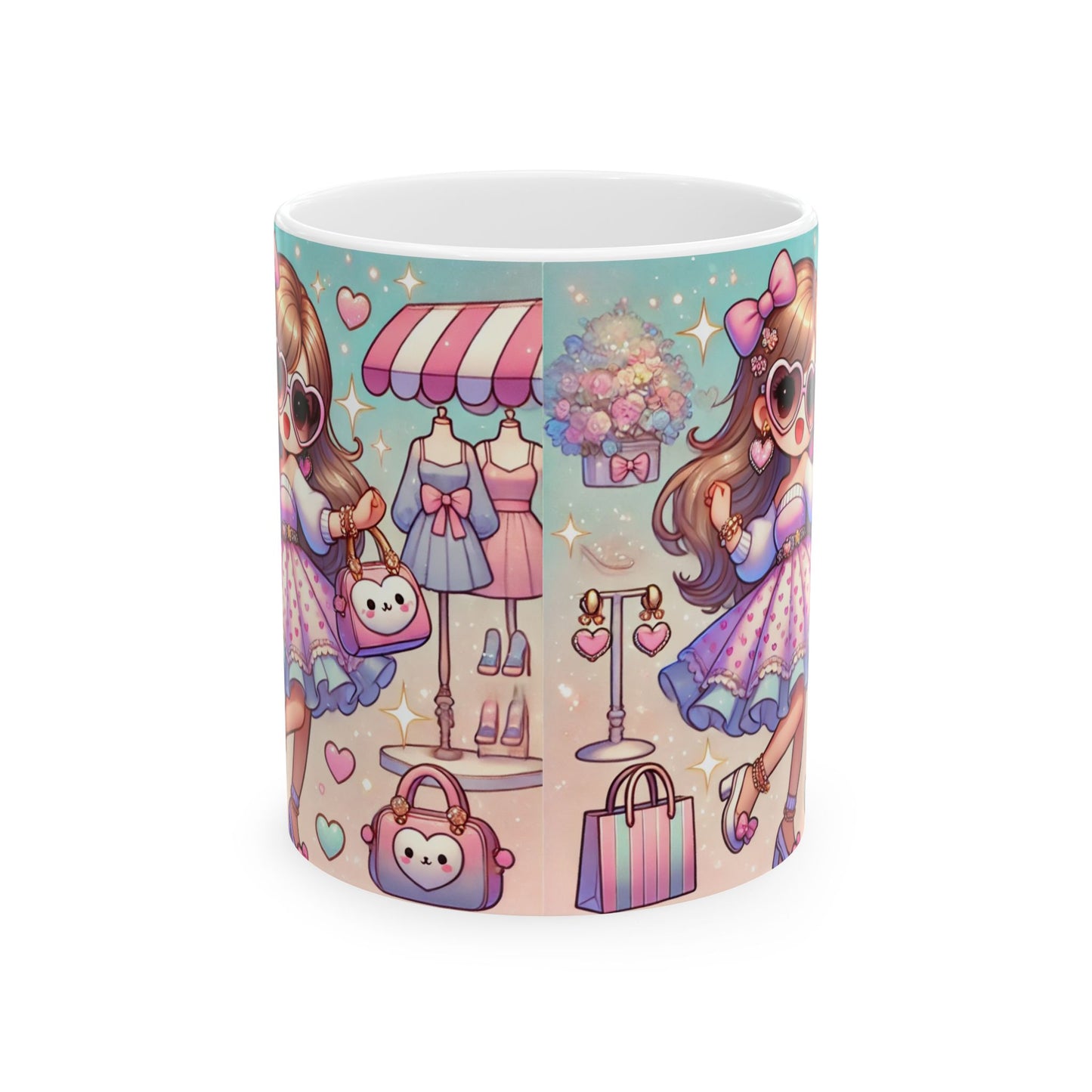 Chic Fashionista Ceramic Mug - Cute Shop Design (11oz, 15oz)