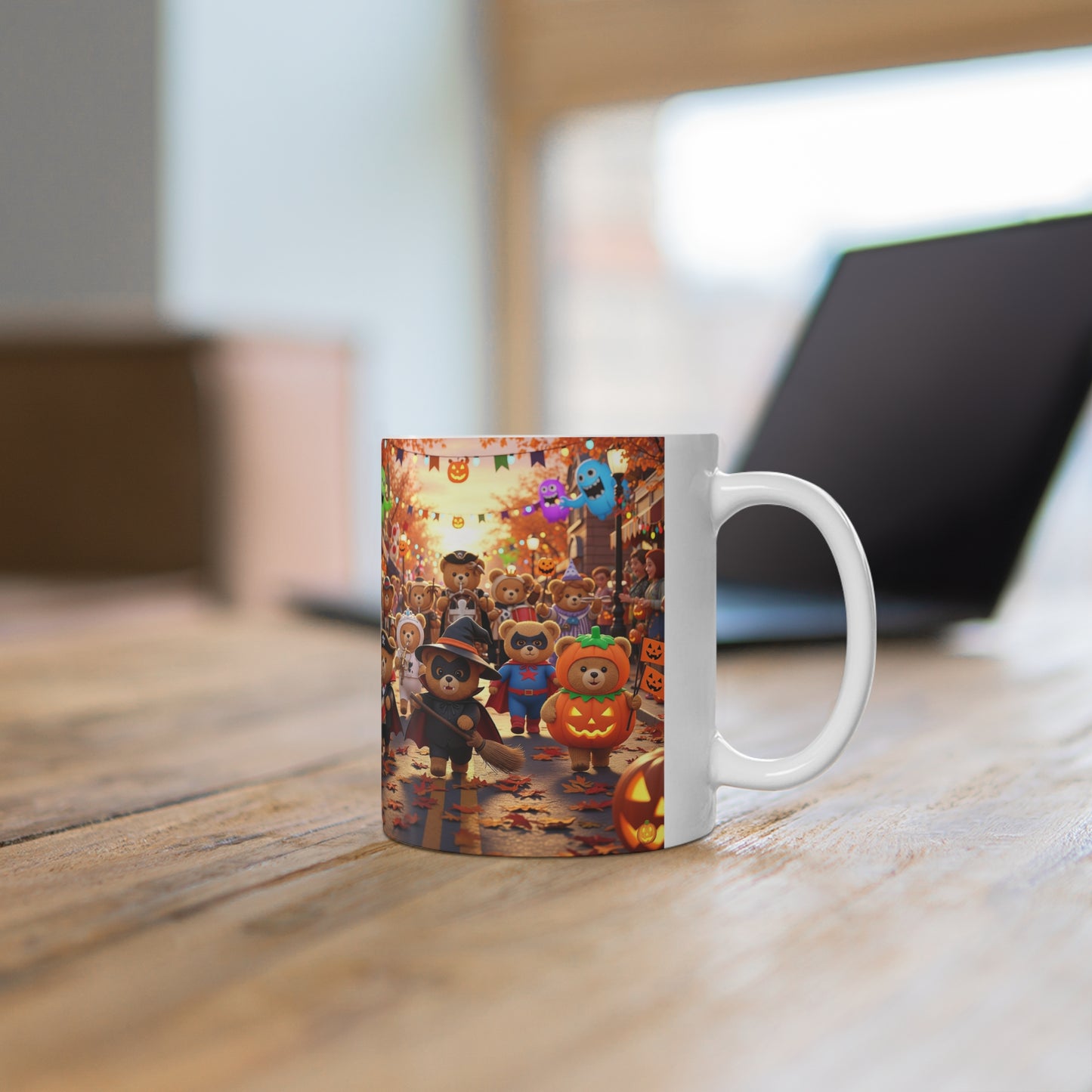 Halloween Bear Parade Mug - Perfect for Fall Celebrations, Cozy Coffee Moments, Trick or Treat, Cute Halloween Decor, Gift for Kids