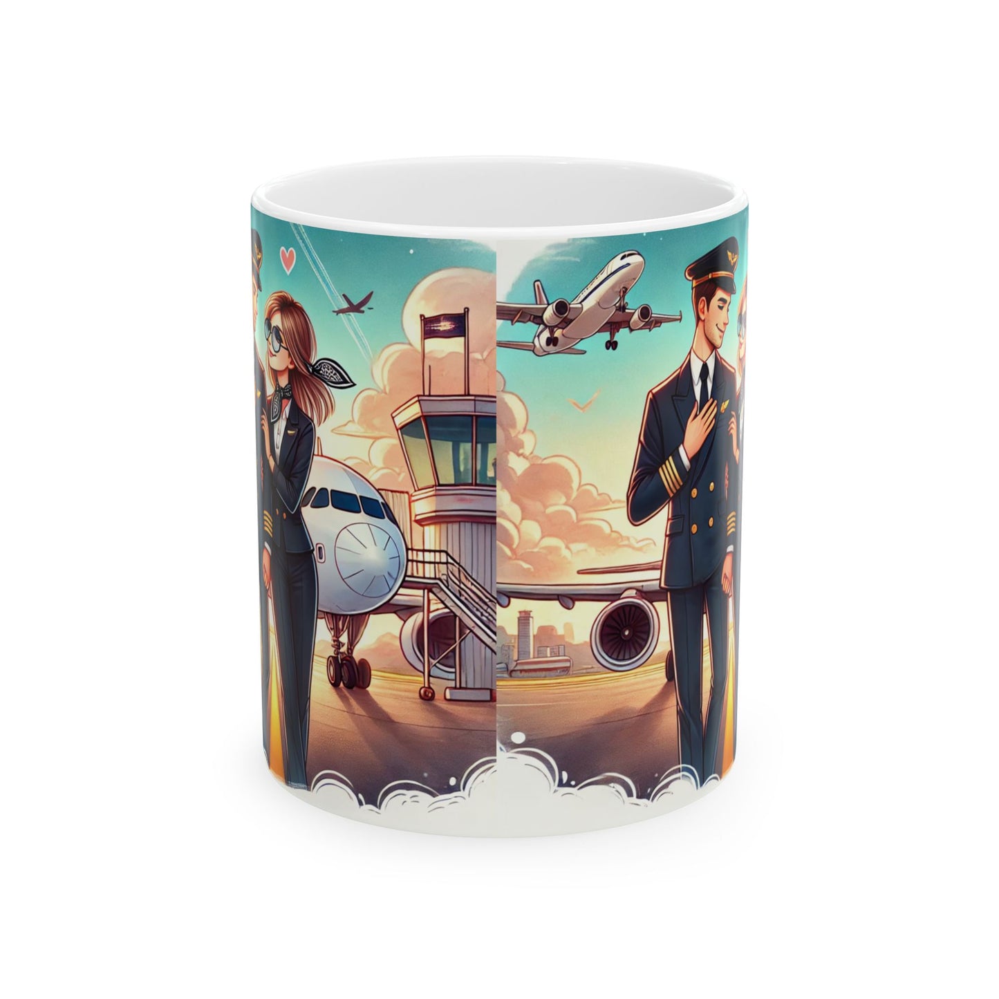 Aviation Love Ceramic Mug - Pilot Theme, Perfect Gift for Aviation Enthusiasts