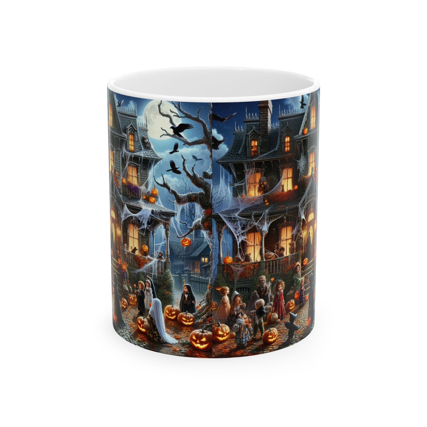 Halloween-Themed Ceramic Mug for Cozy Sips, Perfect for Fall Gatherings, Spooky Season, and Gift Giving
