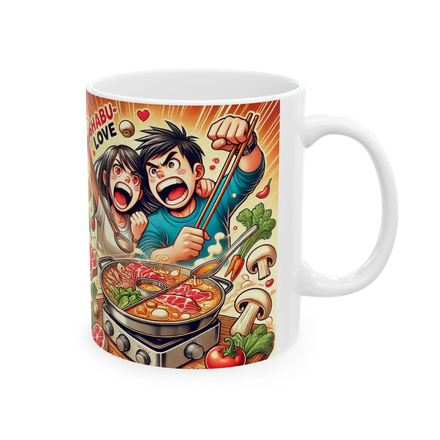 Shabu Love Ceramic Mug - Fun Anime Style, Perfect for Food Lovers