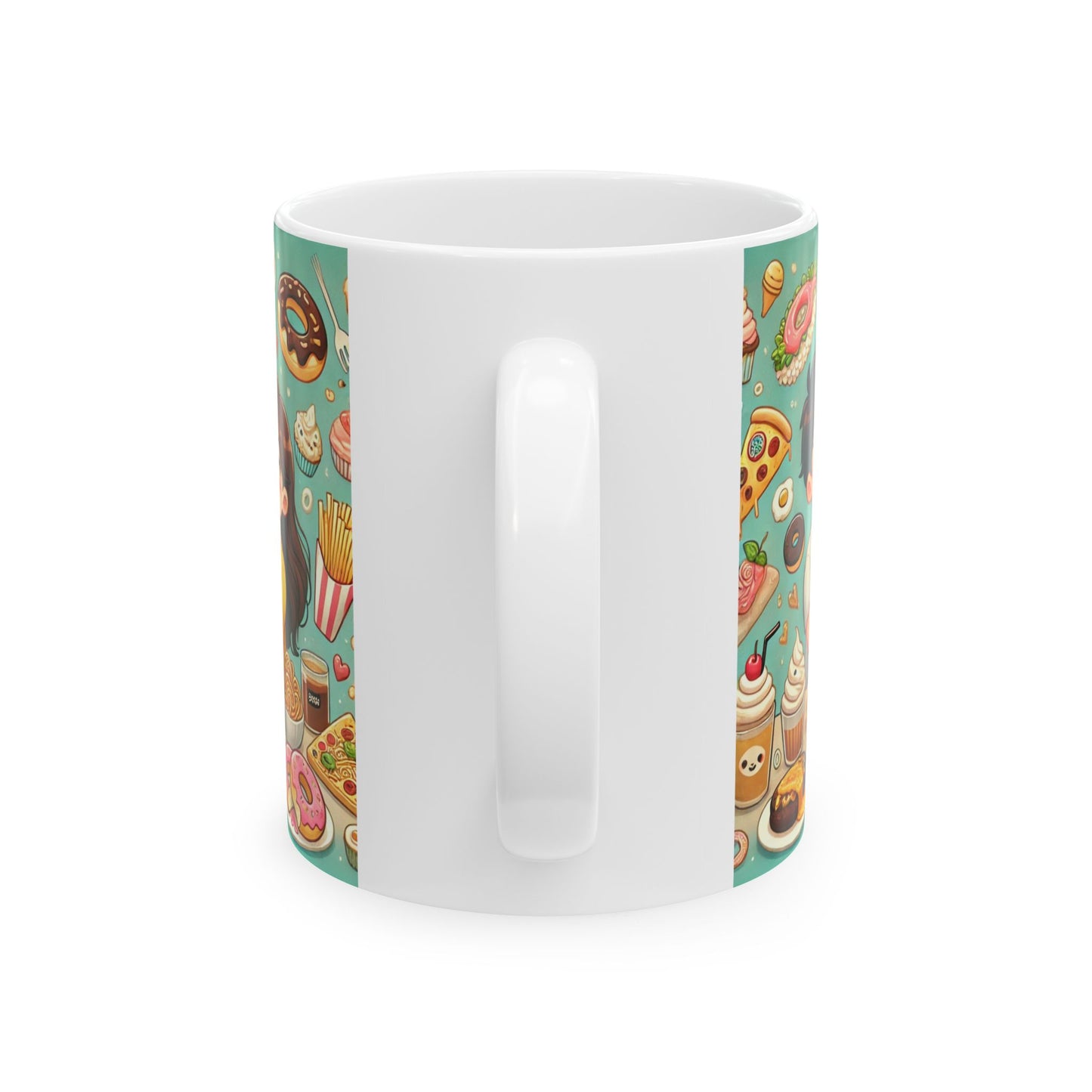 Fun Foodie Ceramic Coffee Mug - Feast, Laugh, Love Design (11oz & 15oz)