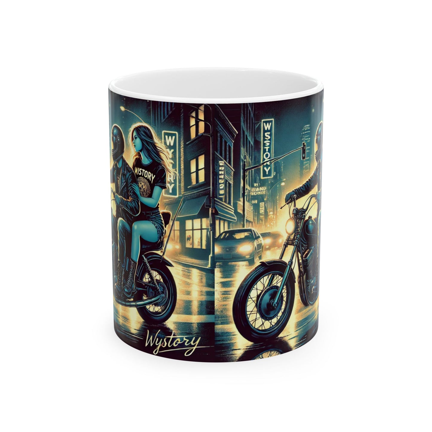 Vintage Motorcycle Ceramic Mug - 11oz & 15oz - Perfect for Bikers & Night Owls