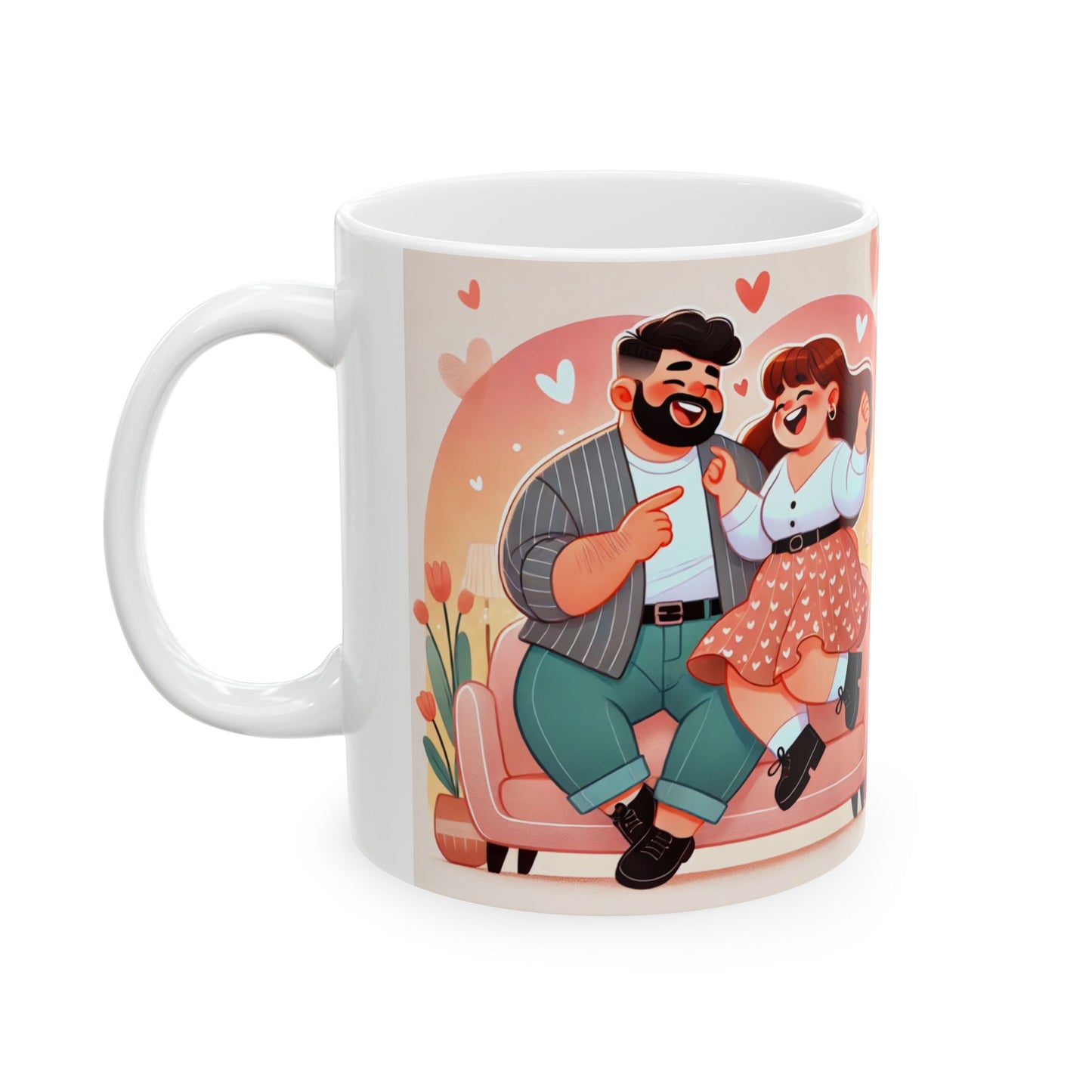 Romantic Couple Ceramic Mug - Cute Love Themed Coffee Cup (11oz, 15oz)