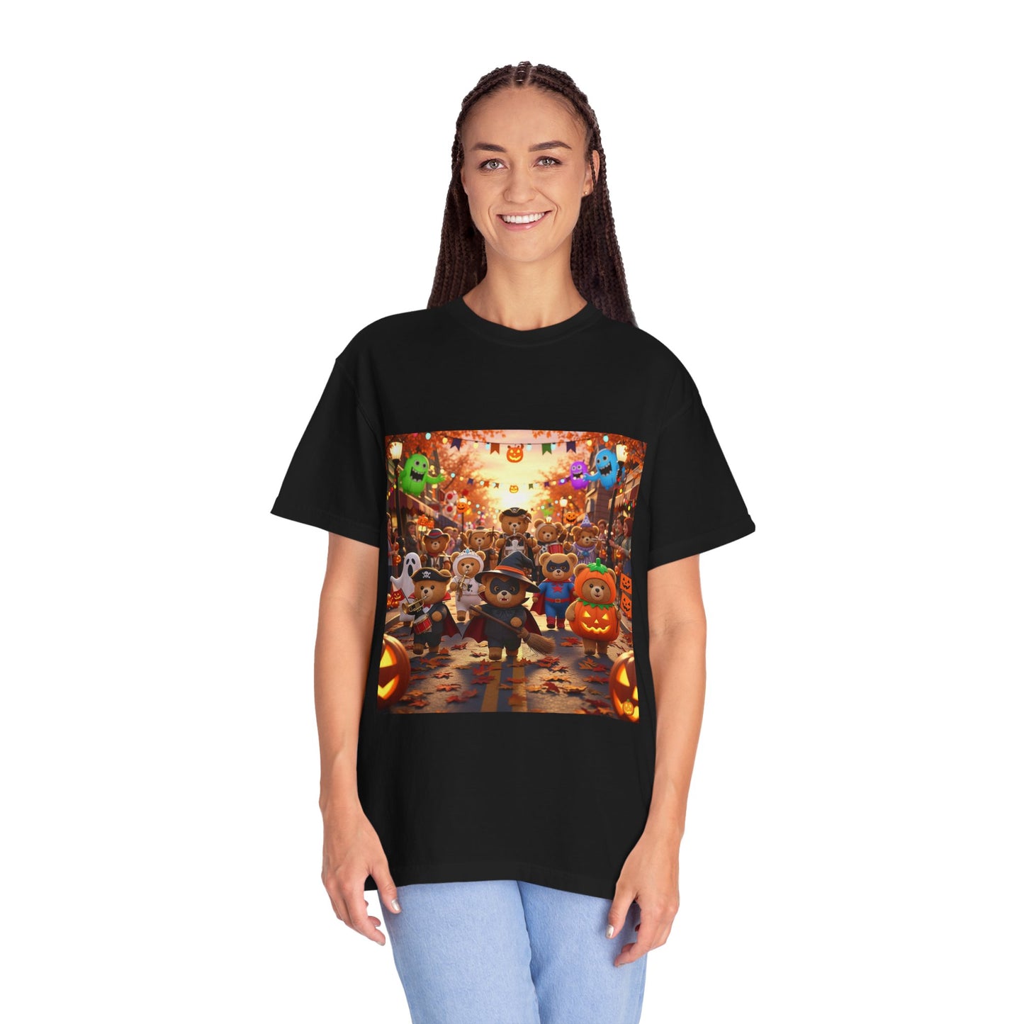 Spooky Festival T-Shirt - Unisex Garment-Dyed Tee for Halloween: Cute Characters, Fall Fashion, Halloween Party, Seasonal Wear, Fun Gifts