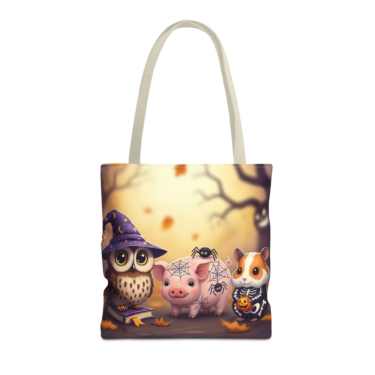 Whimsical Halloween Tote Bag, Spooky Animal Tote, Cute Trick or Treat Bag, Fall Shopping Tote, Kids Halloween Accessory, Gift for Owl Lovers