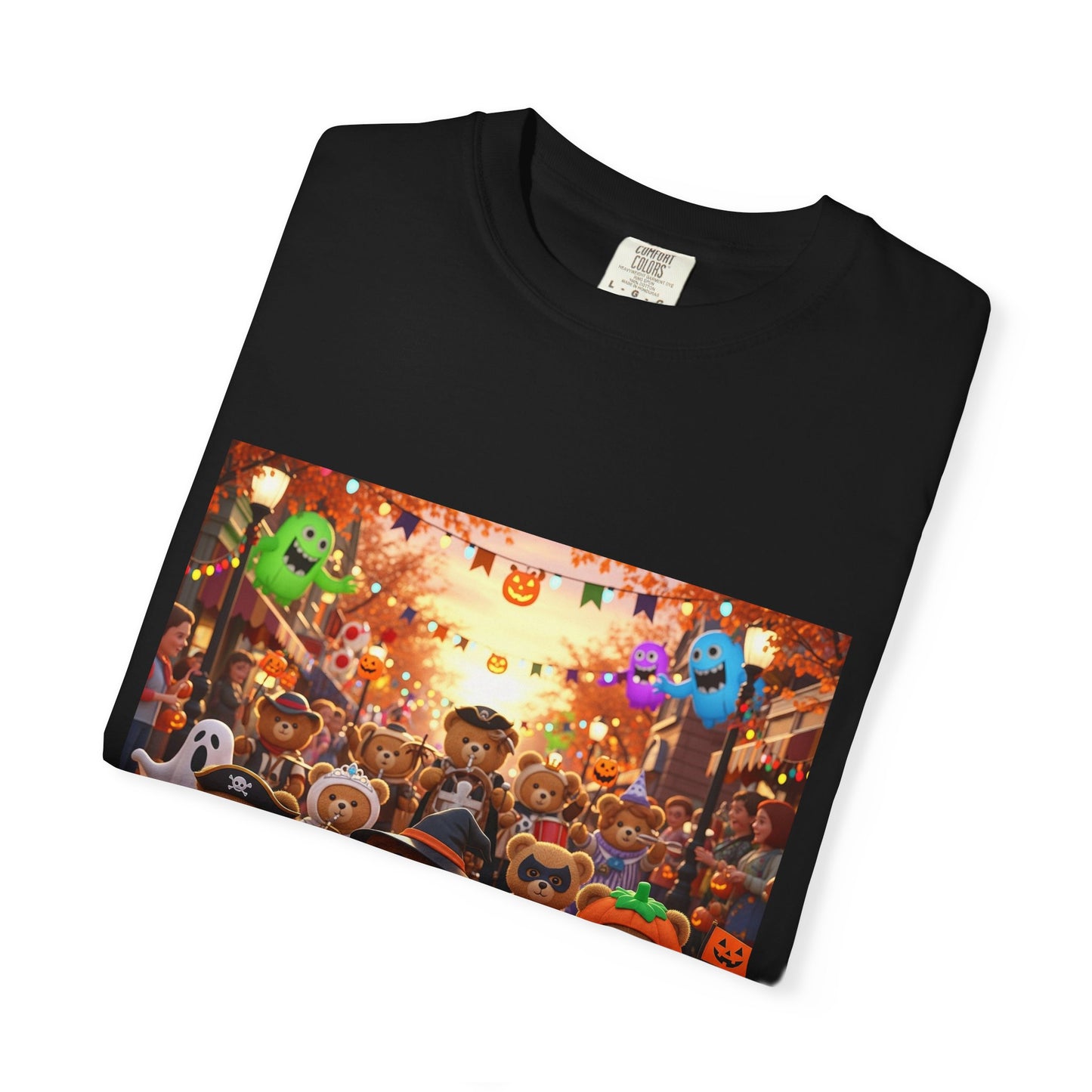 Spooky Festival T-Shirt - Unisex Garment-Dyed Tee for Halloween: Cute Characters, Fall Fashion, Halloween Party, Seasonal Wear, Fun Gifts