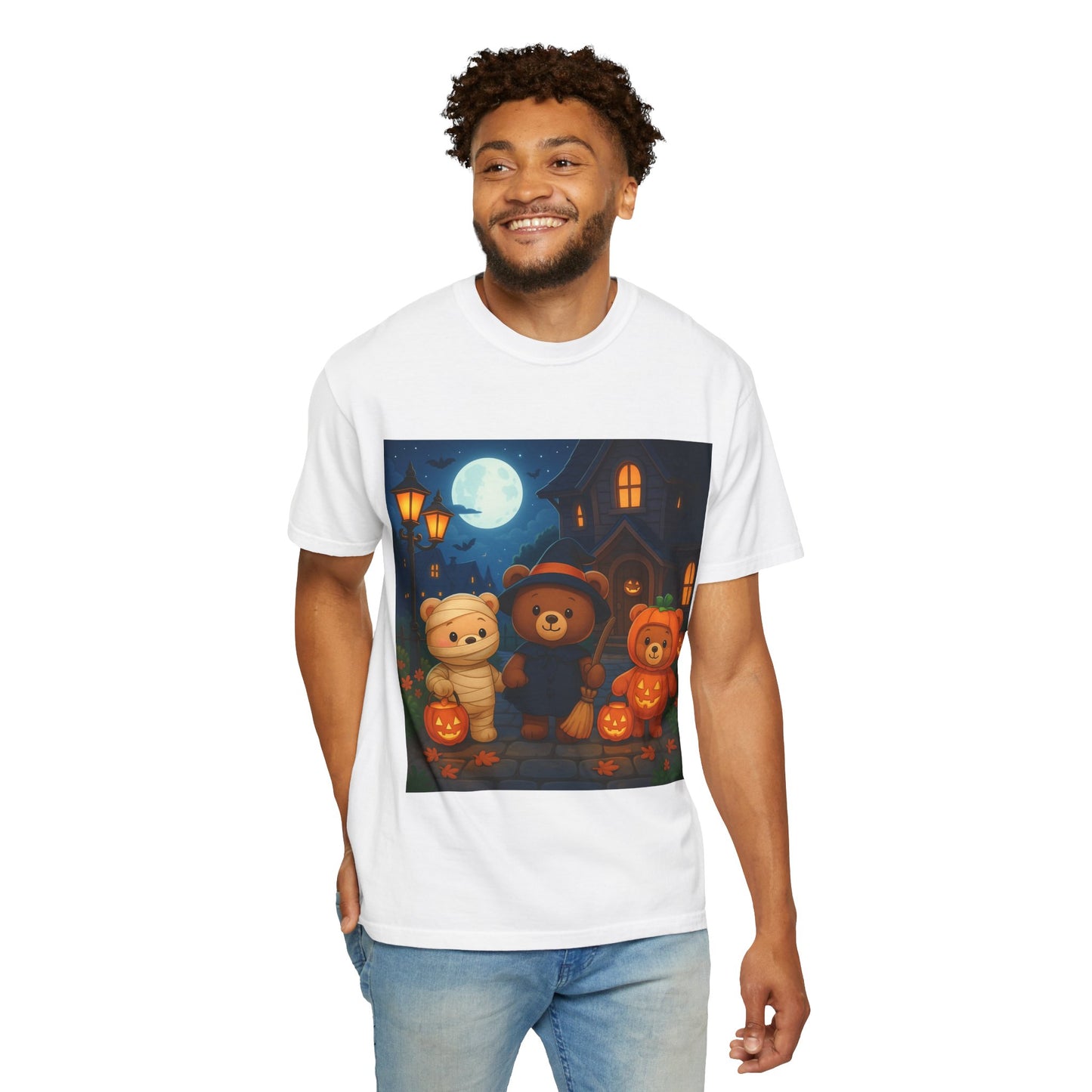 Halloween Bear T-Shirt, Cozy Fall Outfit, Cute Trick-or-Treat Shirt, Unisex Tee for Halloween, Gift for Kids and Adults