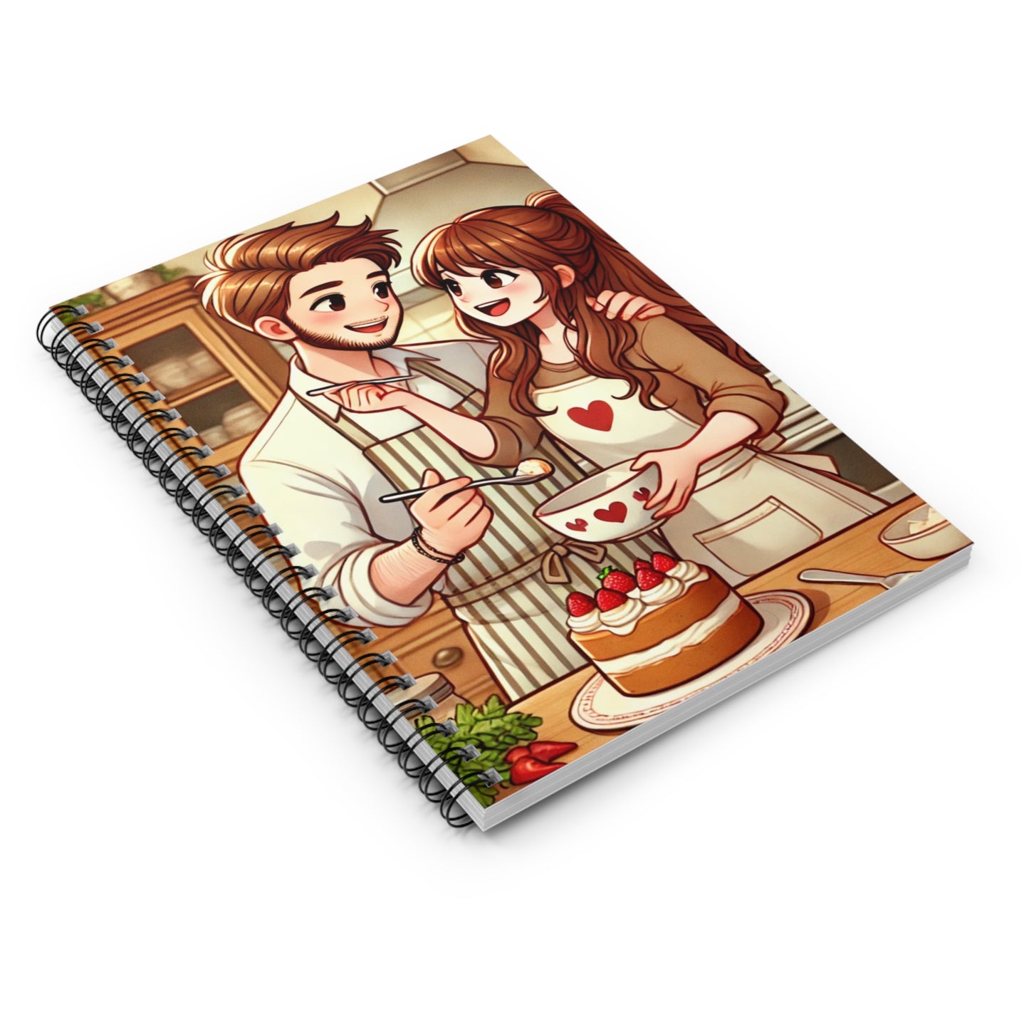 Cute Couple Cooking Spiral Notebook - Perfect for Recipe Notes and Love Notes