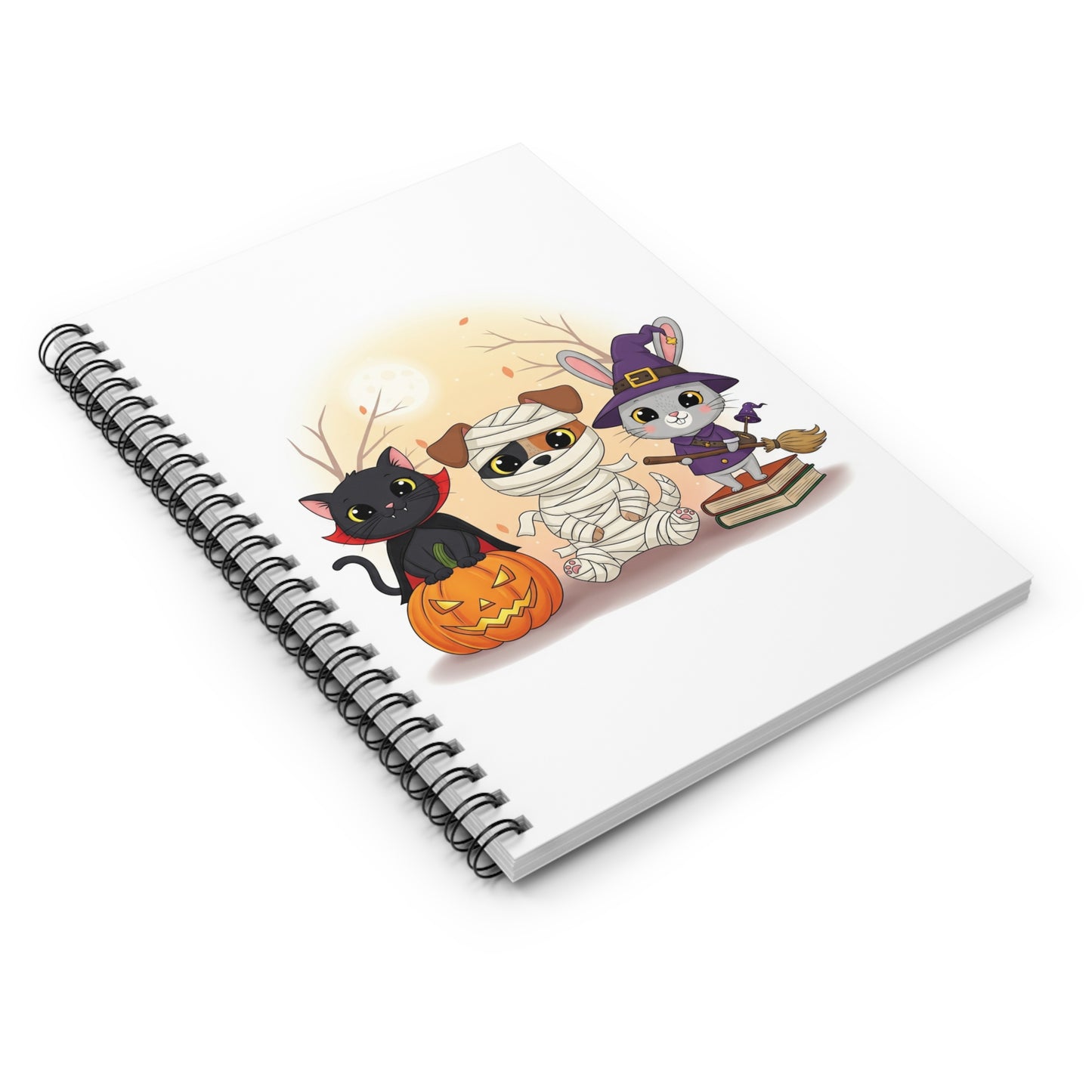 Halloween-Themed Spiral Notebook, Cute Cat and Mummy Design, Ideal for Kids, Journaling, School, Gifts, Fall Decor