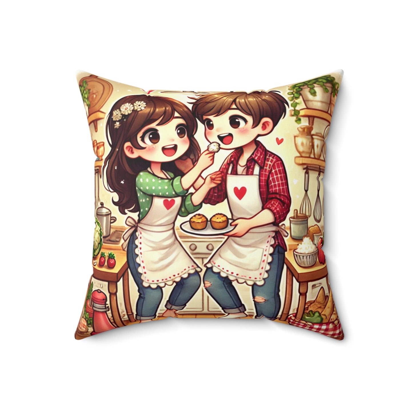 Culinary Couple Decorative Pillow - Cozy Kitchen Vibes for Home Decor