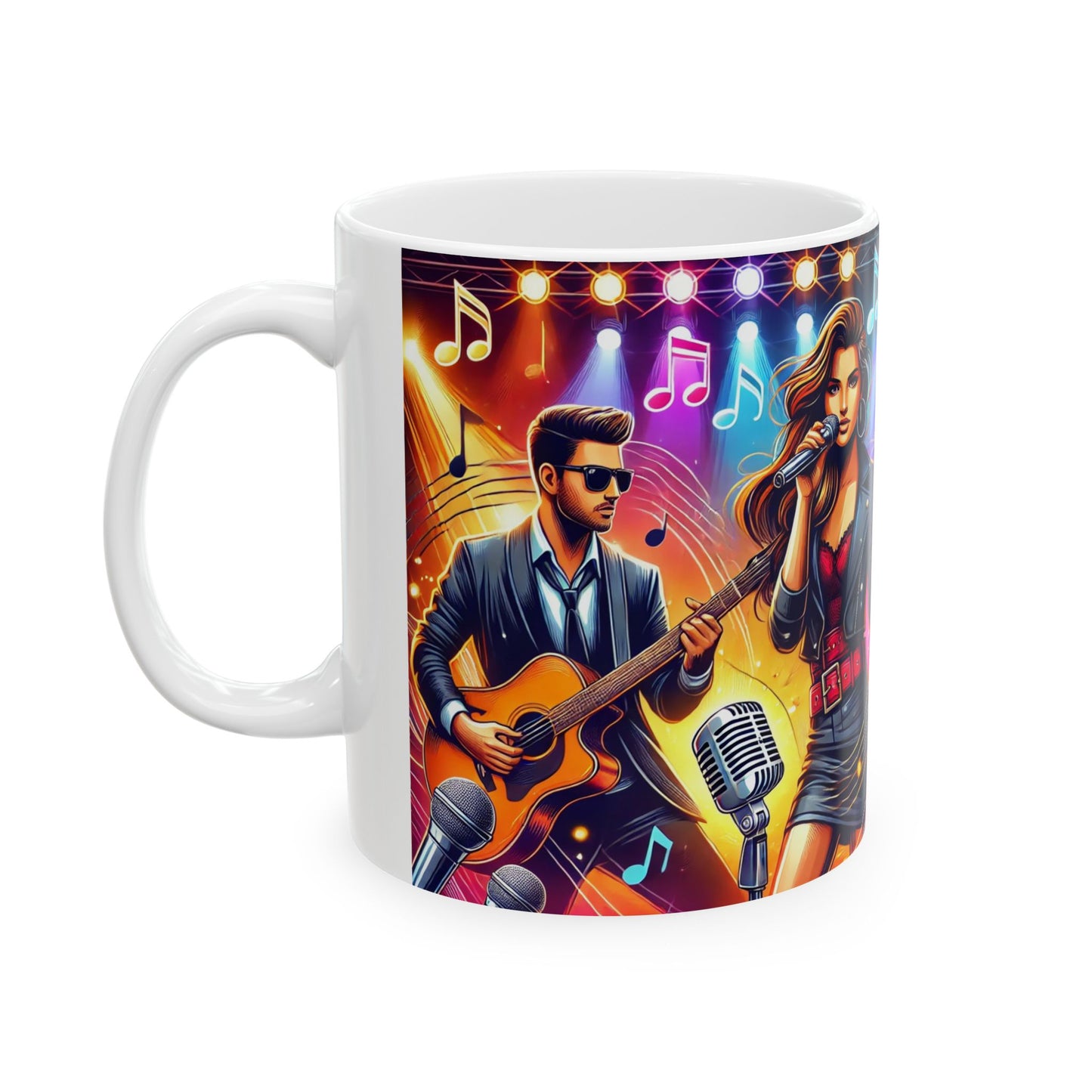 Musical Duo Ceramic Mug - Vibrant 11oz & 15oz Coffee Cup for Music Lovers