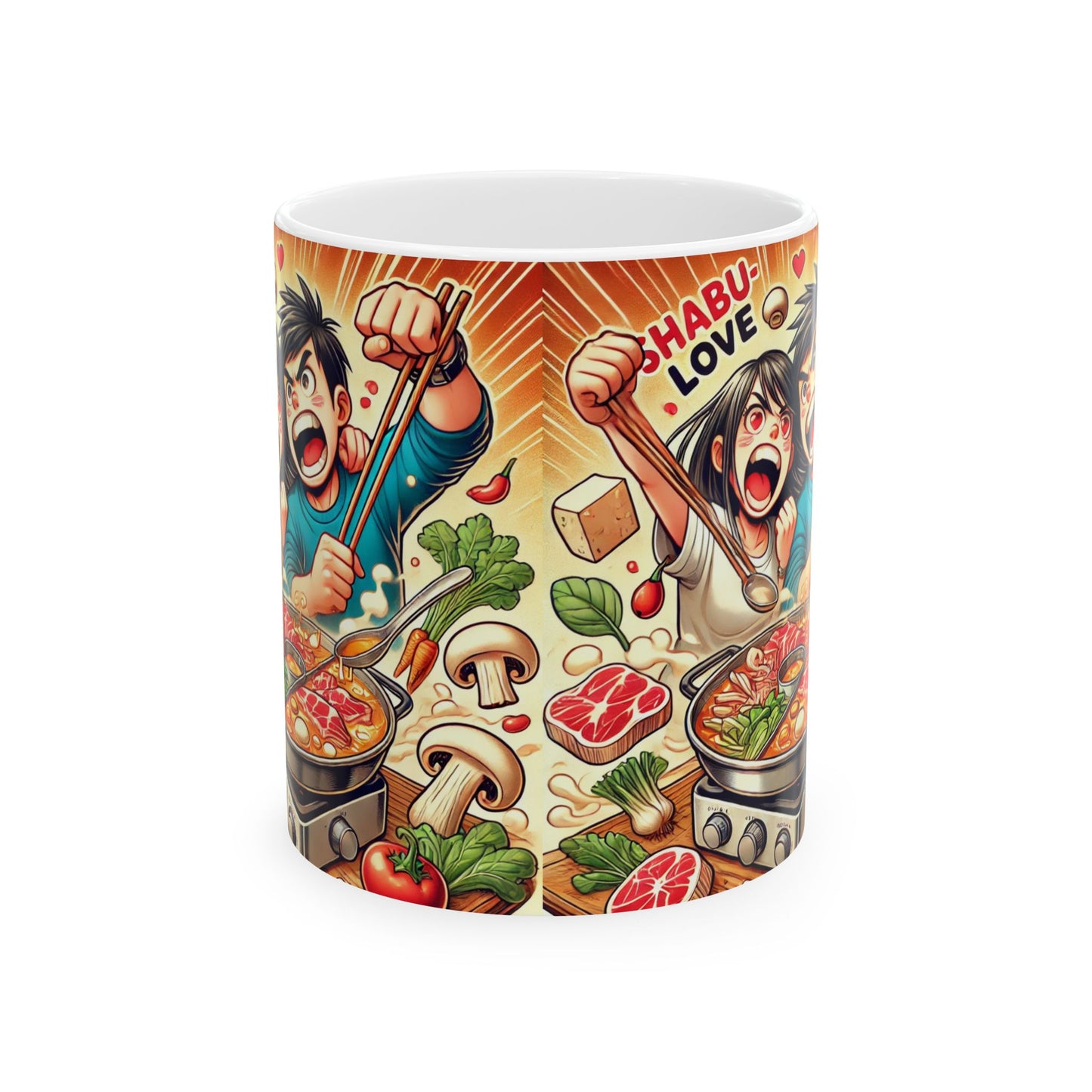 Shabu Love Ceramic Mug - Fun Anime Style, Perfect for Food Lovers