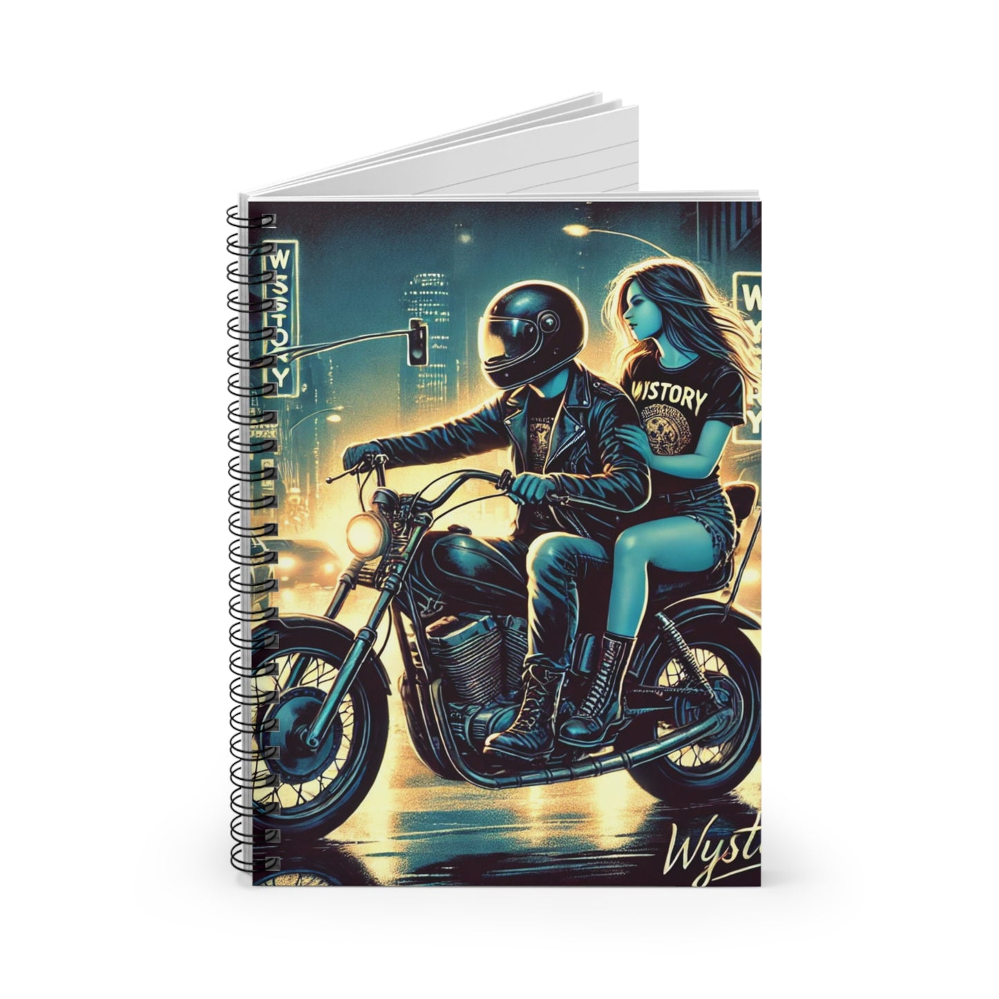 Motorcycle Adventure Spiral Notebook - Ruled Line, Vintage Aesthetic
