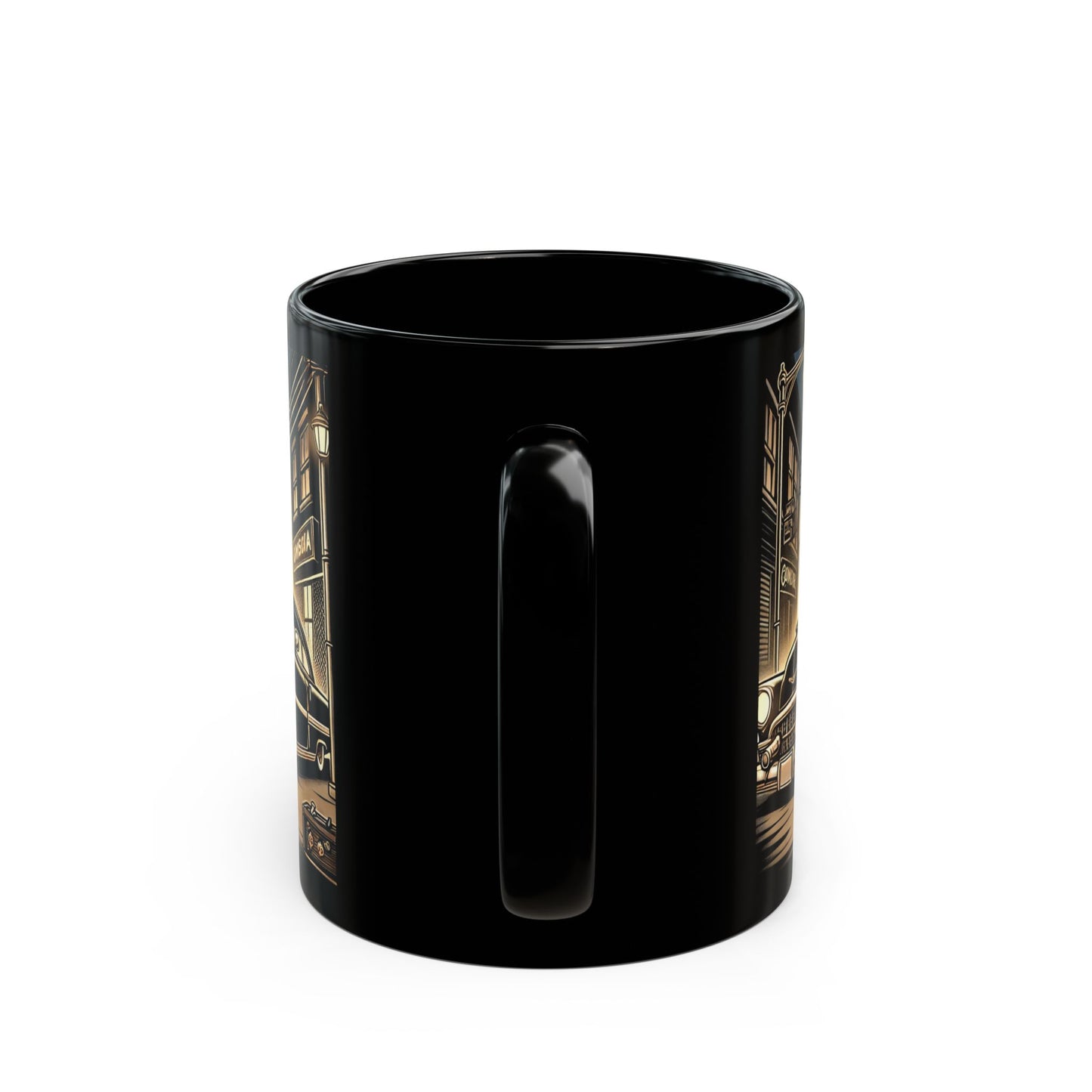 Urban Couple Art Black Mug - 11oz & 15oz, Perfect Gift for Coffee Lovers & Street Art Enthusiasts