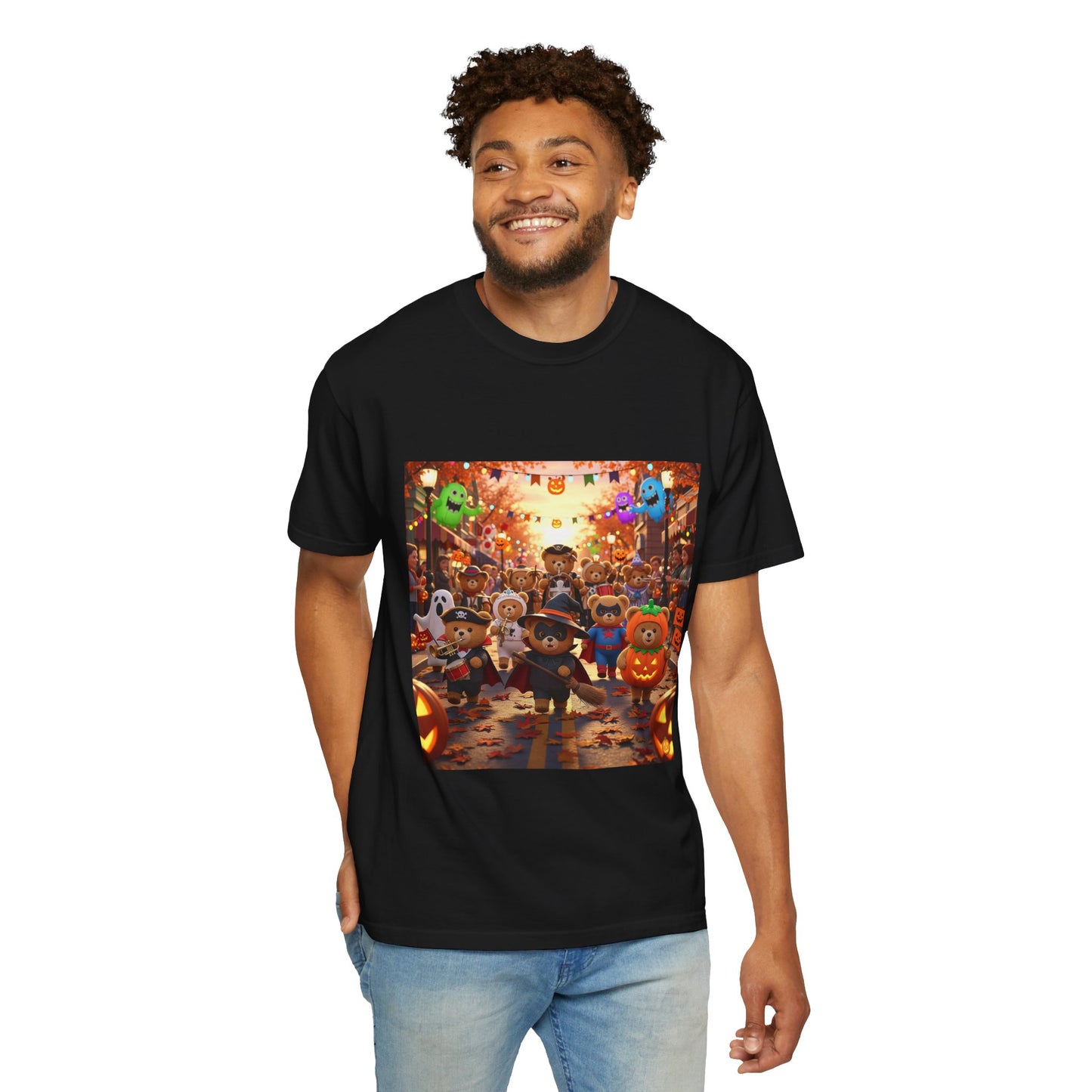 Spooky Festival T-Shirt - Unisex Garment-Dyed Tee for Halloween: Cute Characters, Fall Fashion, Halloween Party, Seasonal Wear, Fun Gifts