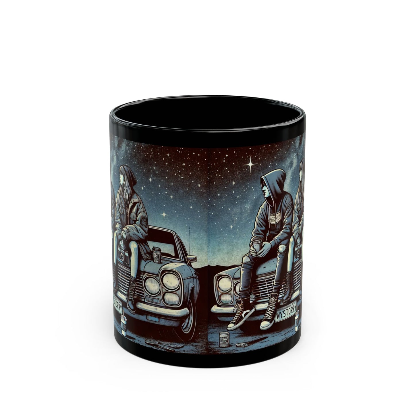Mystery Vibes Black Mug - 11oz/15oz Coffee Cup for Car Enthusiasts & Night Lovers