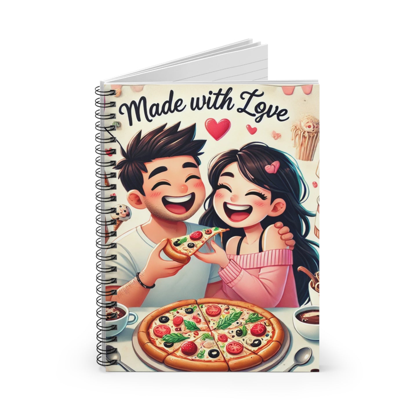 Made with Love Spiral Notebook - Perfect for Food Lovers and Couples