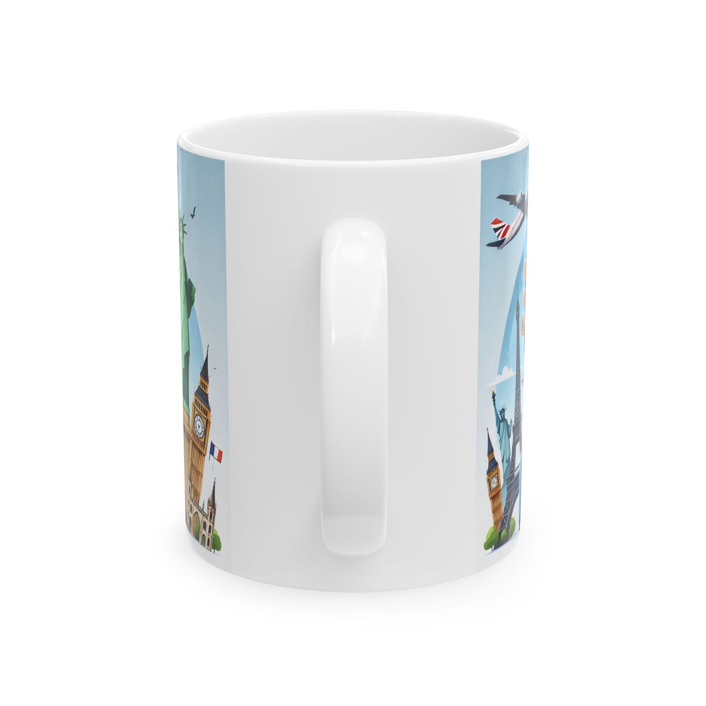 Travel Adventure Ceramic Mug - 11oz & 15oz - Iconic Landmarks Design
